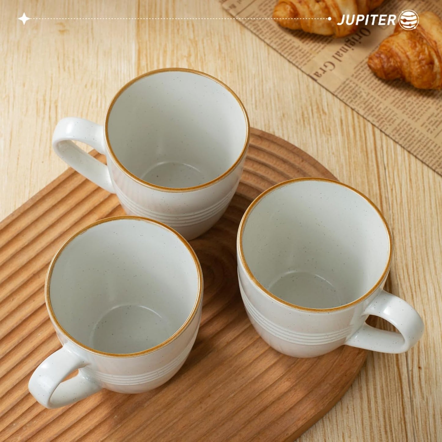 famiware Jupiter Coffee Mugs Set of 4, 14 OZ Coffee Mug, Microwave and Dishwasher Safe, Coffee Cups with Handle for Coffee, Tea, Cocoa, Milk, White