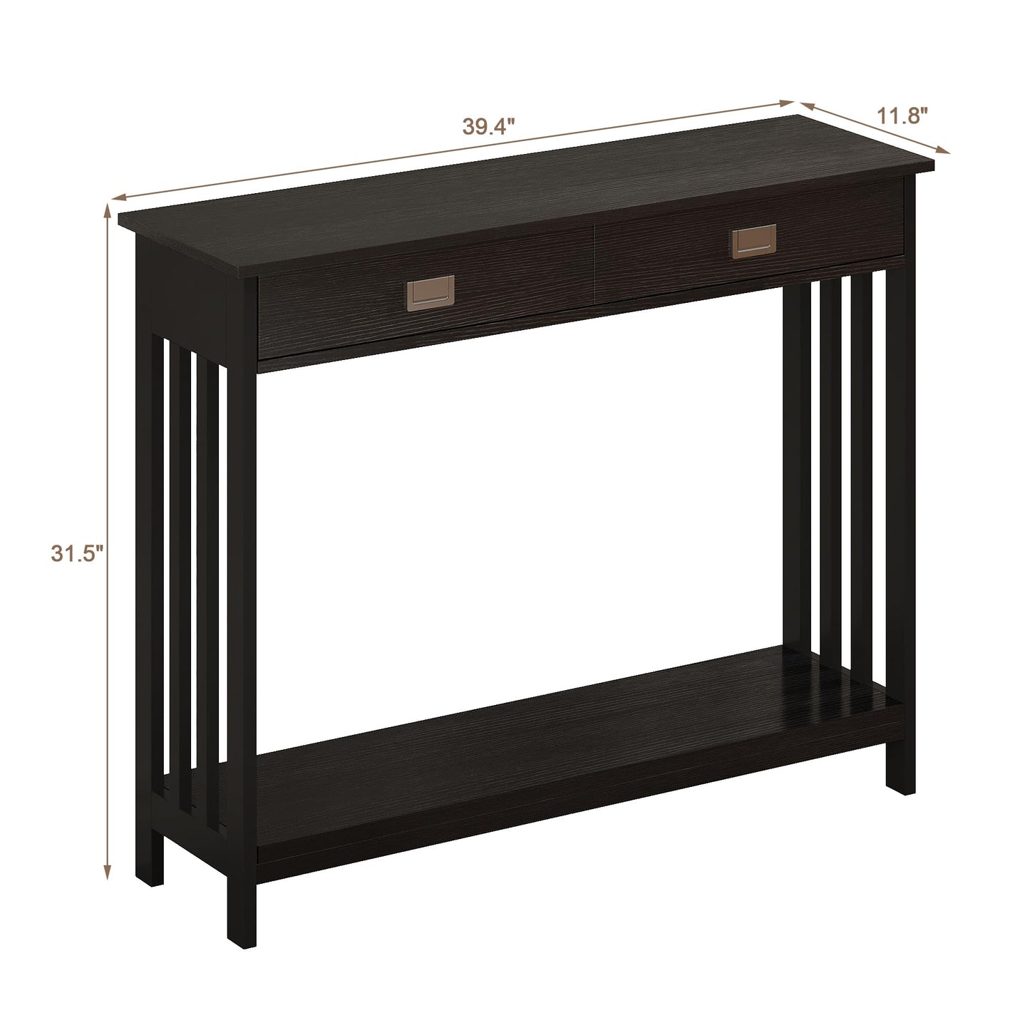 ChooChoo Black Entryway Table with Drawer, Narrow Console Table, Sofa Table with Storage Shelf for Entryway, Living Room and Hallway