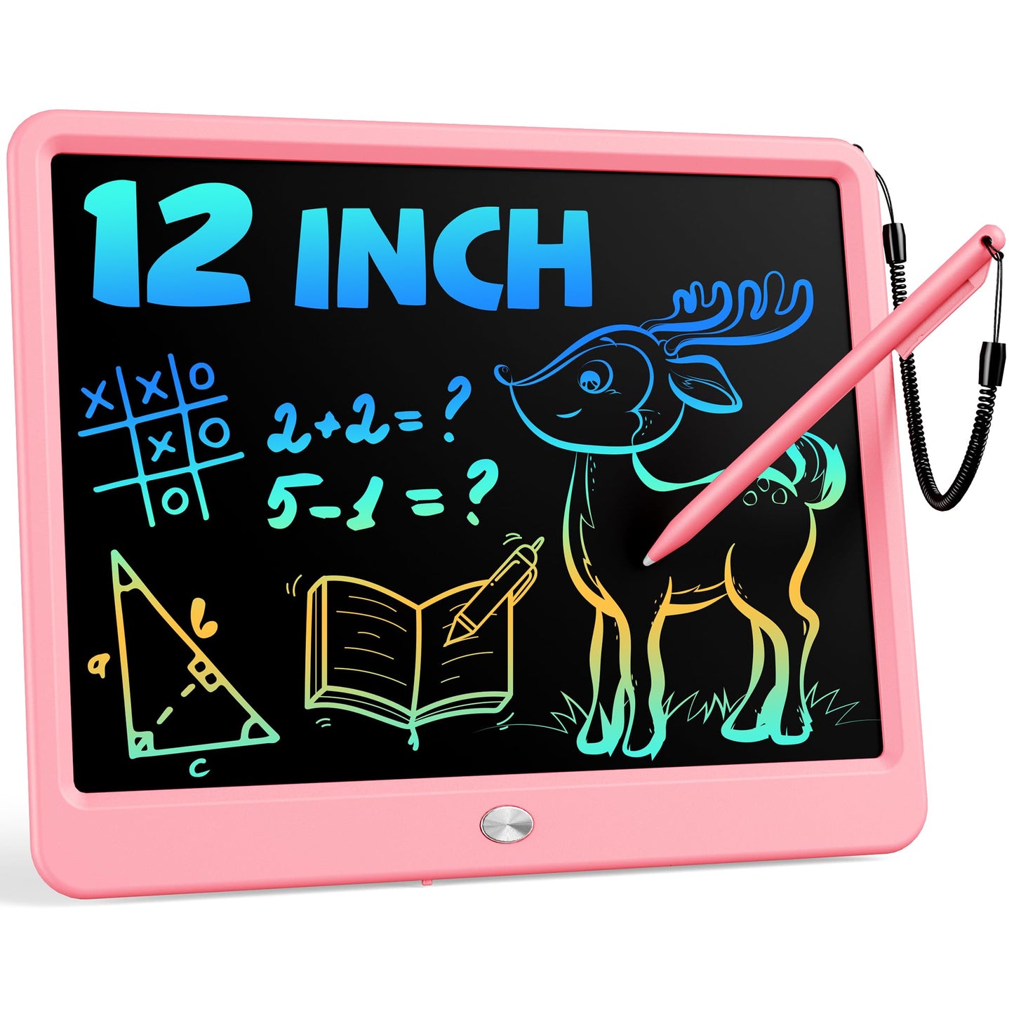 Bravokids 10 Inch LCD Writing Tablet for 3-8 Year Olds - Electronic Drawing Pad and Doodle Board as Educational Birthday Gifts for Girls and Boys (Pink)