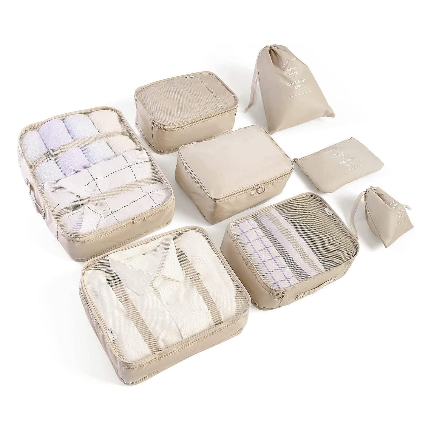 8 Set Packing Cubes for Suitcases Travel Luggage Packing Organizers,Travel Accessories Essentials Luggage Organizer with Shoe/Tioletry/Laundry Bag