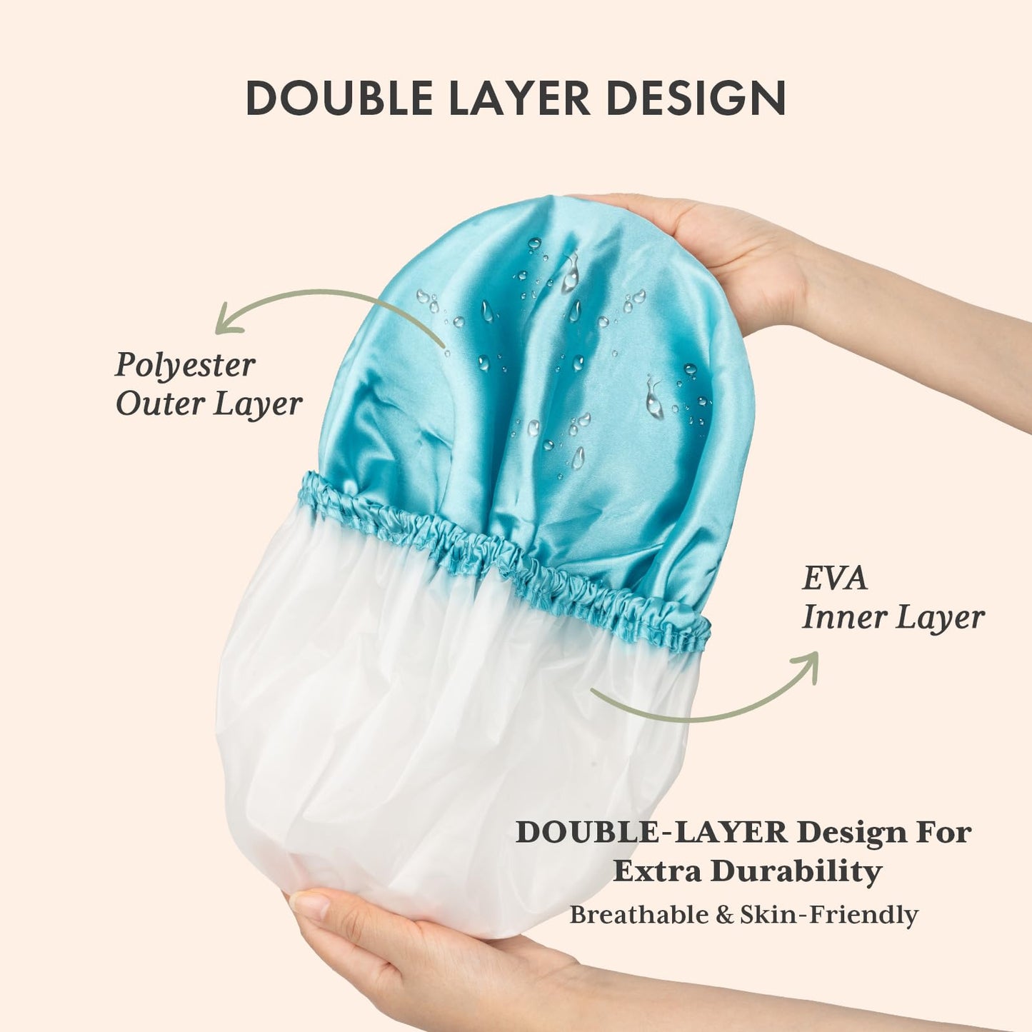 AmazerBath Shower Cap for Women, 4 PCS Double Waterproof Layers Shower Hair Caps, Elastic and Reusable Hair Cap, Environmental Protection Bathing Hat for Women Men Kids