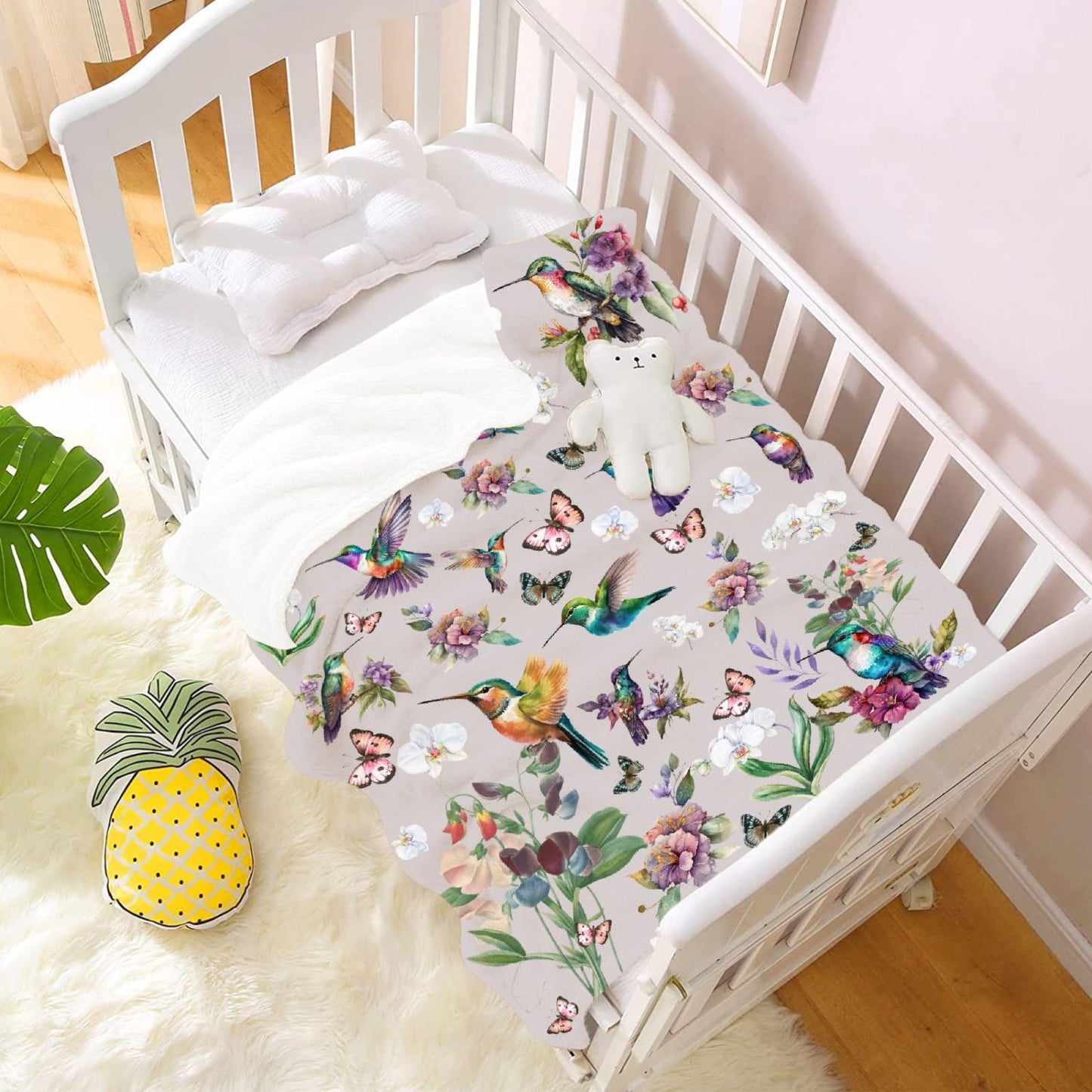Hummingbird Throw Blanket Butterfly Hummingbirds Theme Blanket for Women Girls Hummingbird Gifts for Bird Lovers Bird Flower Blanket for Couch Bed Outdoor 40"x50"for Kids/Child