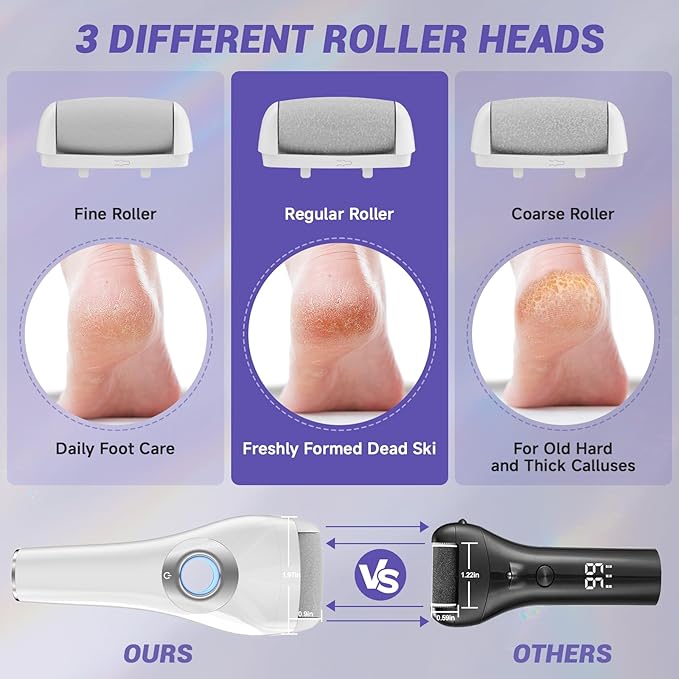Upgraded Rechargeable Foot Callus Remover, Professional Electric Foot File, 10 in 1 Pedicure Tools Foot Care Kit Pedi Feet Care for Dead, Hard Cracked Dry Skin Ideal Gift (White)