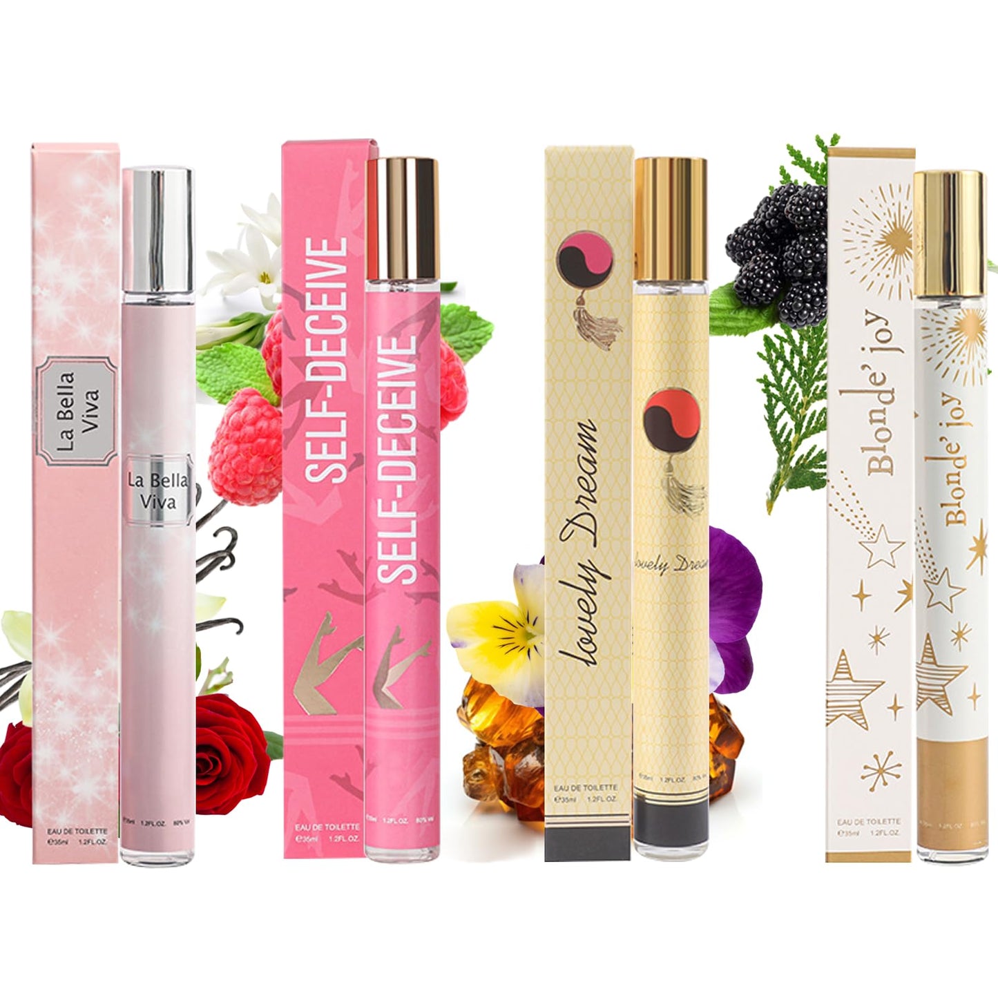 4 Pack Perfumes for Women Eau de Toilette,Travel Size Perfume Gifts,Gifts for Her,Natural Fruity Floral Fragrances Perfumes Spray,Long Lasting Eau De Parfum Cologne Body Spray for Women (4x35ml)