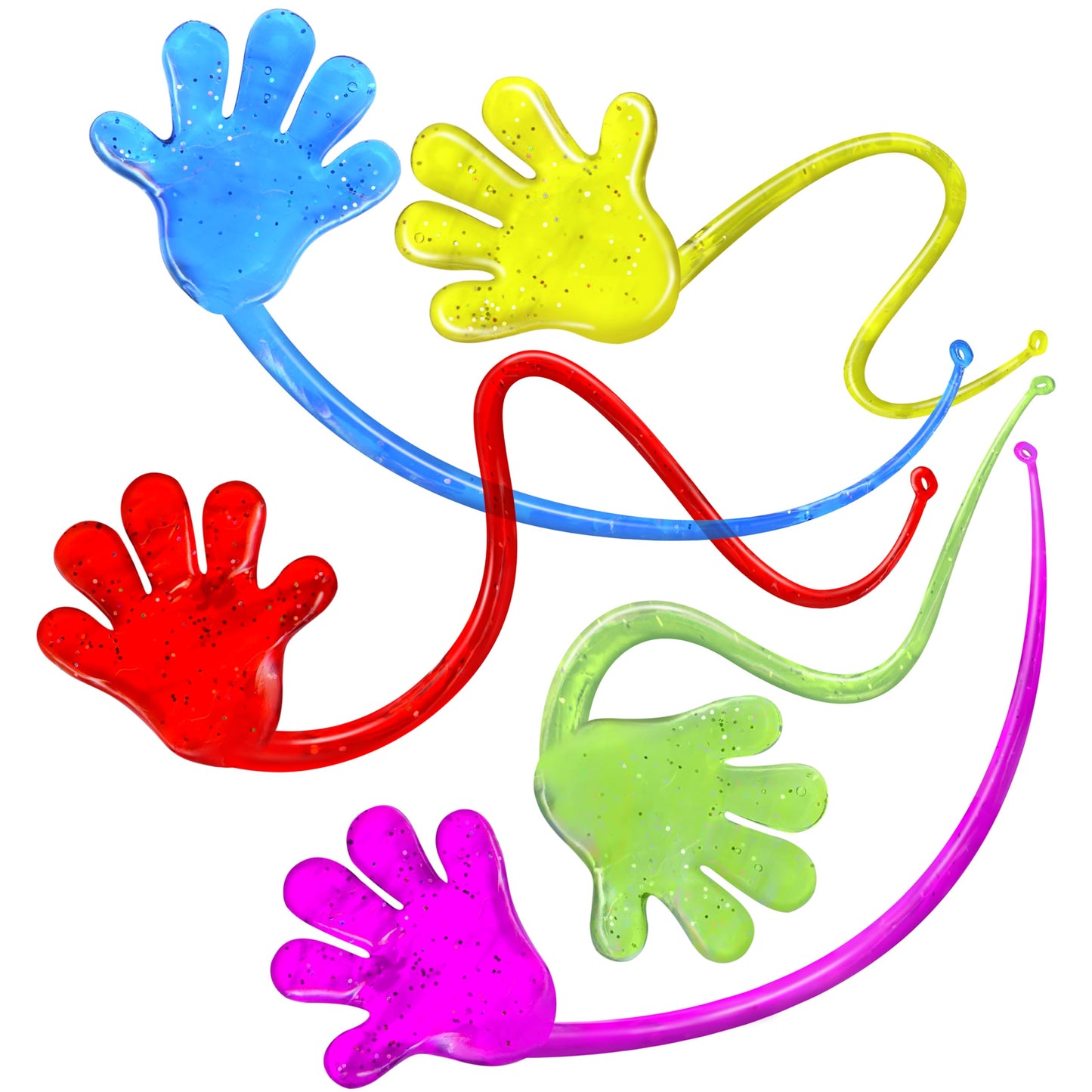 Giraffe Manufacturing 75-Pc Assortment Small & Large Glitter Slappy Hands, Valentines Day Gifts for Kids, Kids Party Favors Sticky Hands, Easter Basket Fillers, Birthday Party Favors, Classroom Prizes