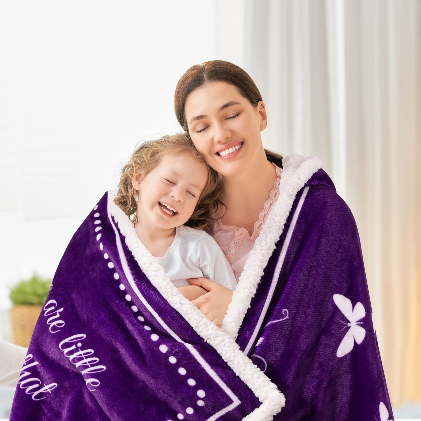 Mothers Day Gifts for Mom, Wearable Hoodie Blanket for-Mothers, Mom blanket Gifts from Daughter, Son, Husband, Sherpa Fleece Mother Blankets, Soft Birthday, Wife, Mama, purple
