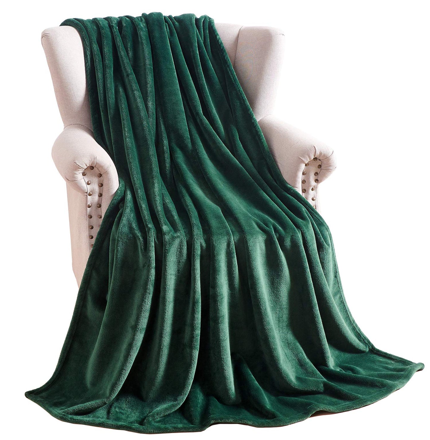 TASTHROW Large Flannel Fleece Throw Blanket, 50×70 Inch - Cozy Lightweight Thick Blanket - All Seasons Suitable for Women, Men and Kids (Dark Green)