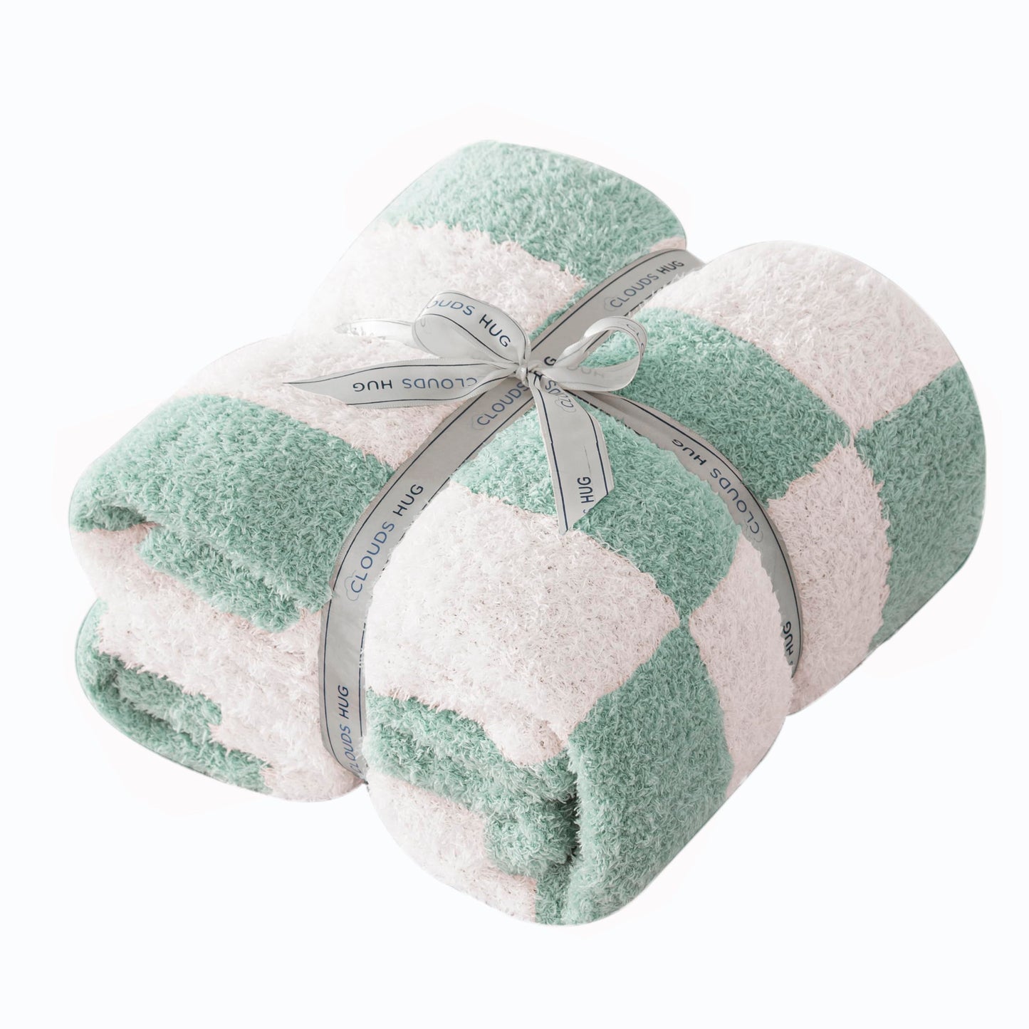 CLOUDS HUG Oversized King Checkered Blanket for Couch - Super Soft Extra Large Throw Blankets for Bed, Fluffy Fuzzy Plush Lightweight Cozy Blanket,120" x 120",Sage Green