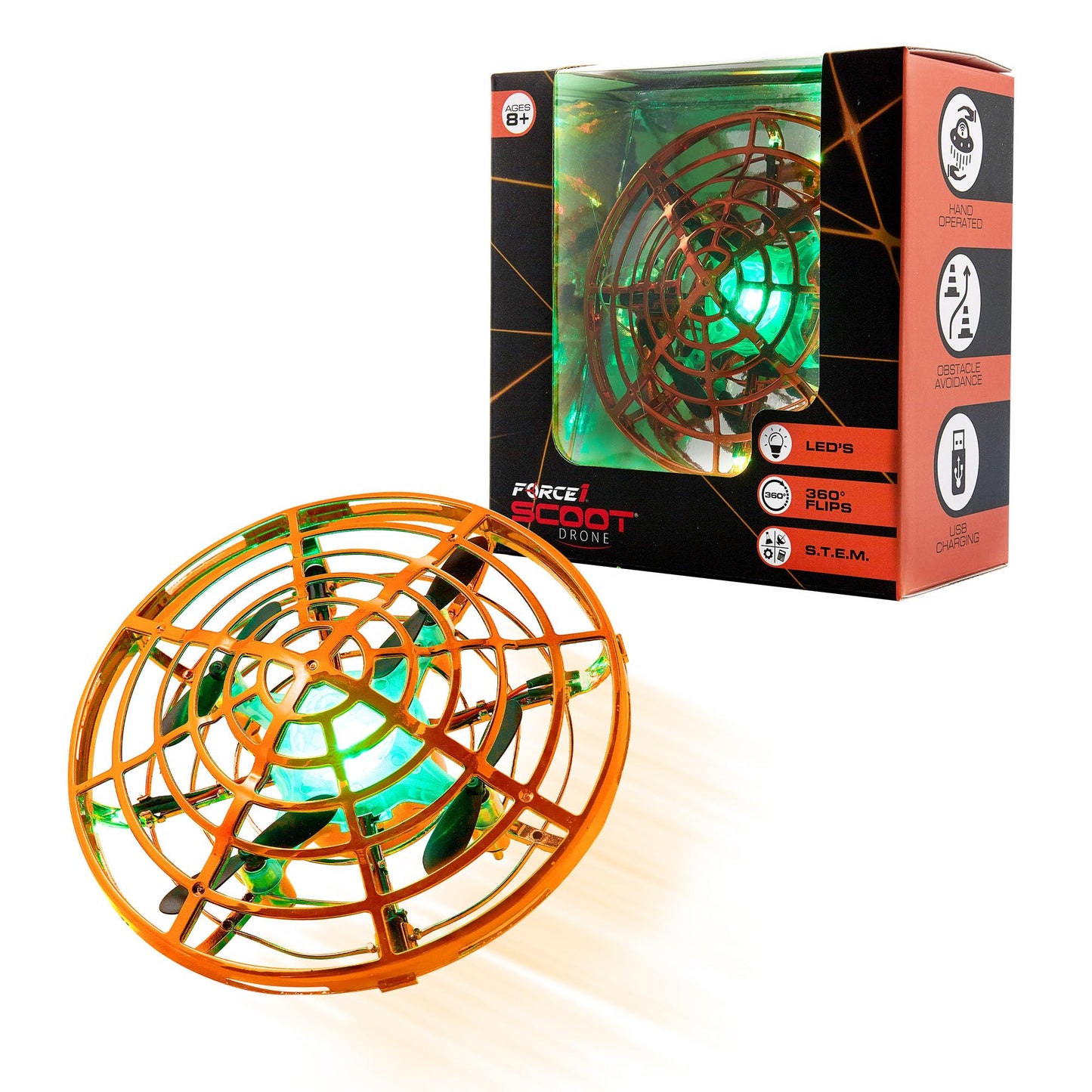 Force1 Scoot Skeet Mini Drone Electronic Shooting Game for Kids (Drone Only)- Hand Drones for Kids Compatible with Scoot Skeet LED Blaster, Electronic Target Game Indoor Flying Ball Toy (Green)