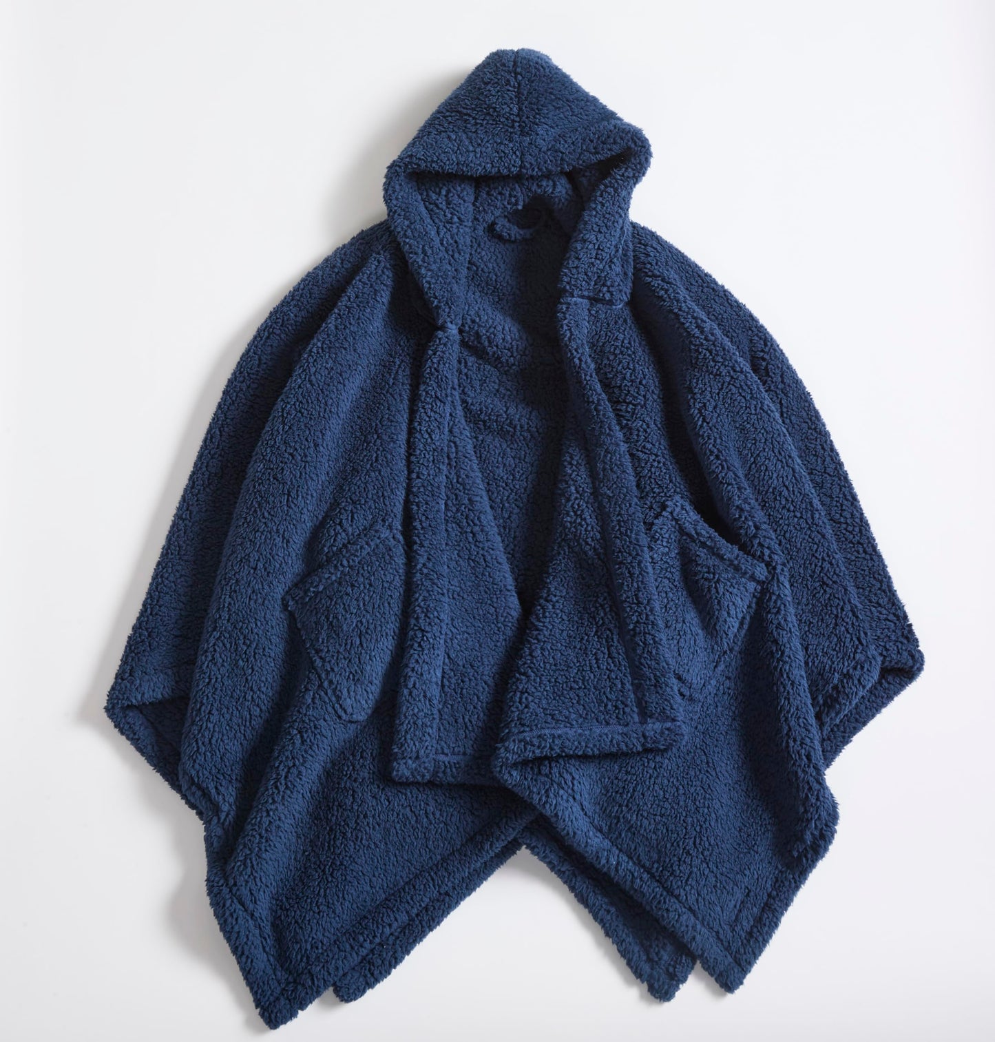 Cuddledown Wearable Sherpa Throw | Soft & Fluffy | Unisex, One-Size-Fits-Most | Toasty Warm | 58" x 58" | Navy
