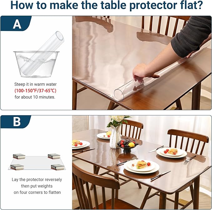 Clear Round Table Cover Protector 30 Inch, 1.5mm Transparent Plastic Table Protector Waterproof, Anti-Scratch Clear Desk Mat for Office Desktop Dresser Dining Table, FDA Compliant