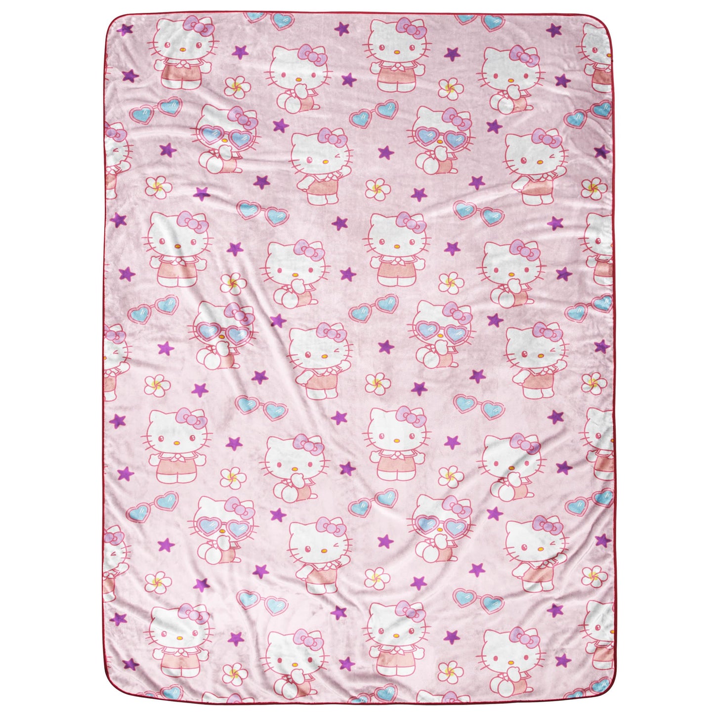Jay Franco Hello Kitty Heart Sunglasses Plush Blanket - Measures 60 x 90 Inches, Kids Bedding - Super Soft Fleece Bedding