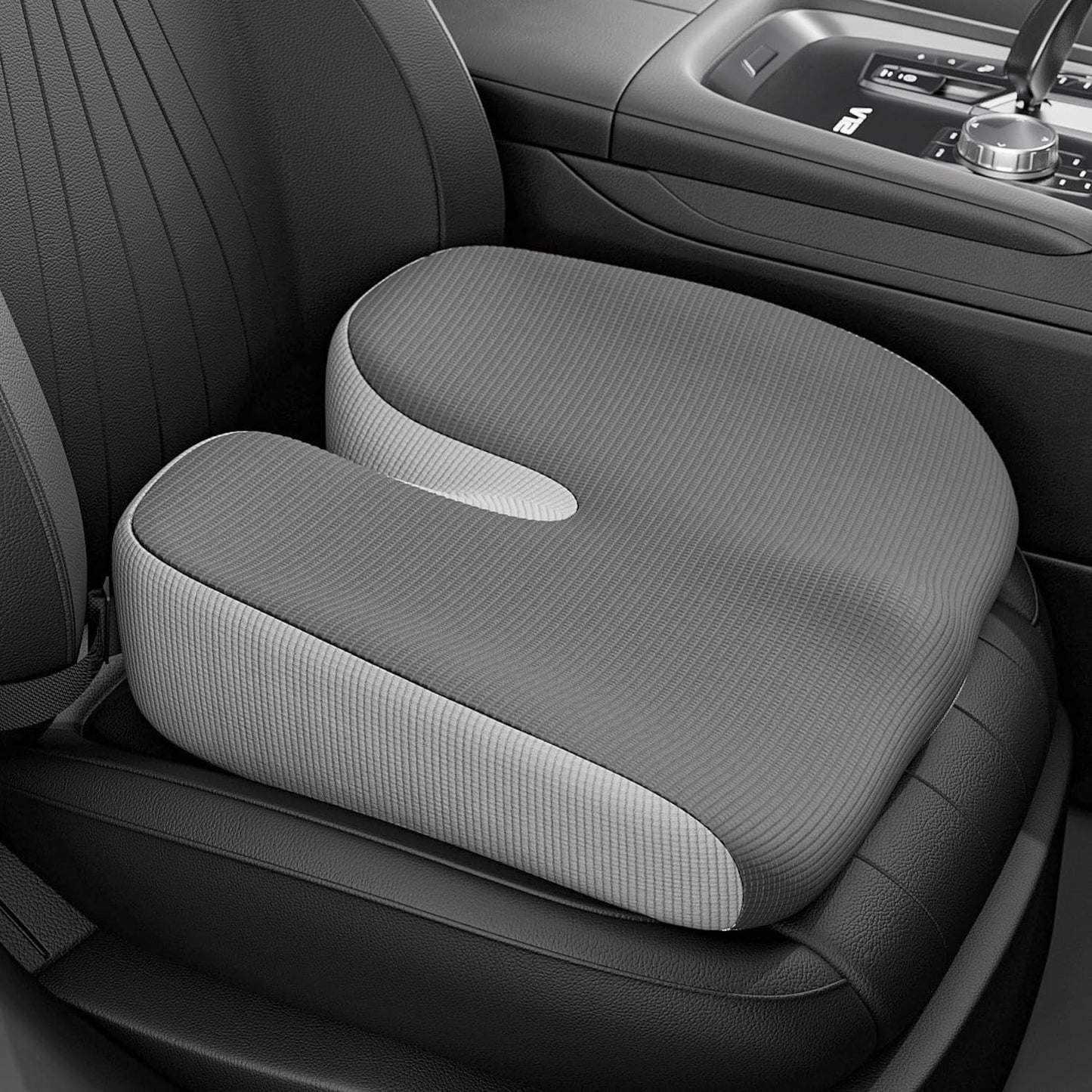 GXHYSW Adult Car Booster Seat Cushion, Memory Foam Wedge Car Seat Cushions for Short People Driving, Portable Driver Seat Cushion to Raise Height 3in for Car Truck Home Office Chair, Grey