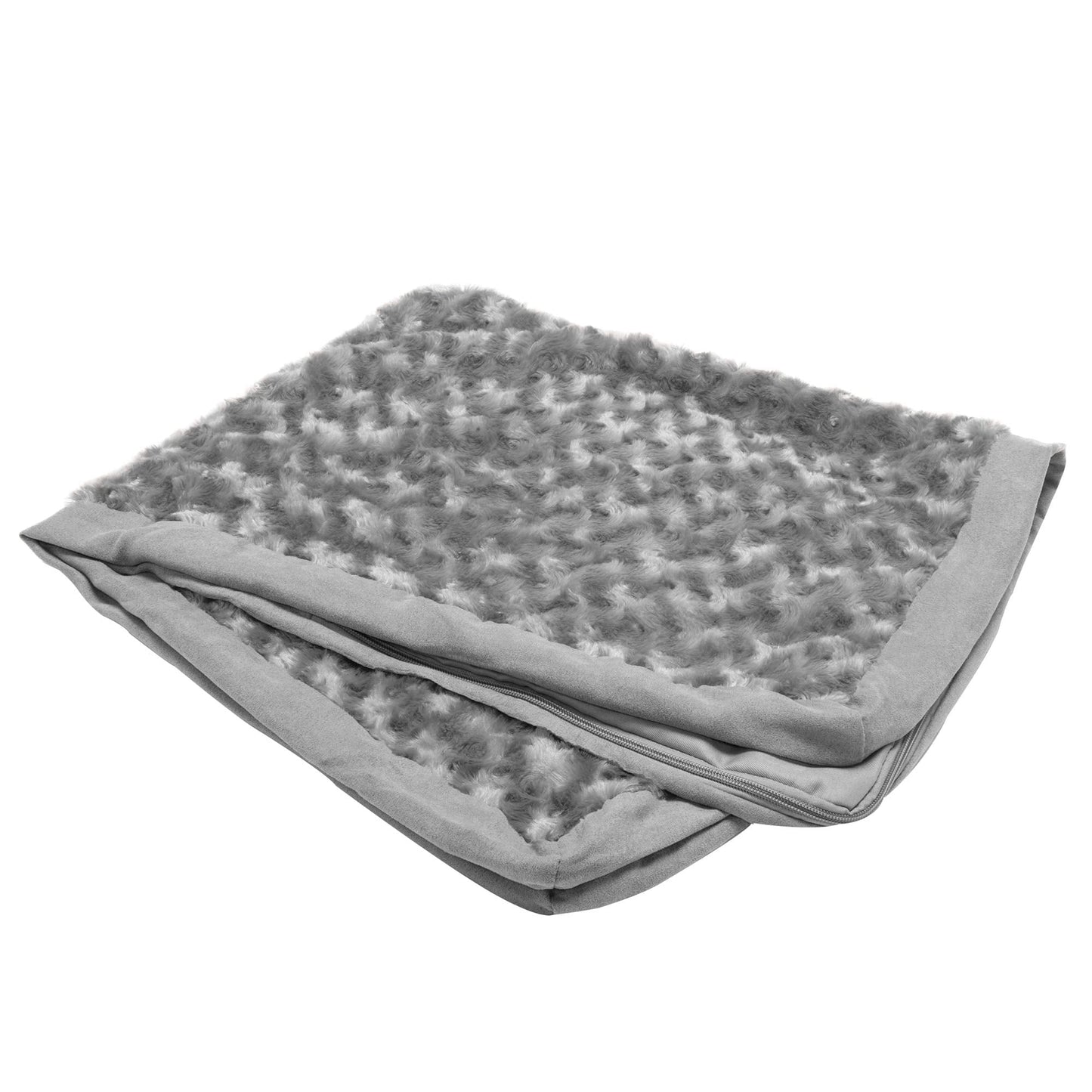 Furhaven Replacement Dog Bed Cover Ultra Plush Faux Fur & Suede Mattress, Machine Washable - Gray, Large