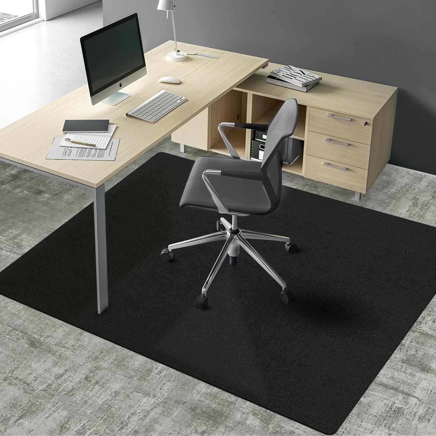 QQpony Chair Mat for Carpet, 46" x 60" Large Chair Mat for Carpeted Floors, Heavy Duty Floor Protector Rolling Computer Desk Mat with Grips, Vinyl Floor Mat for Home Office (Black)