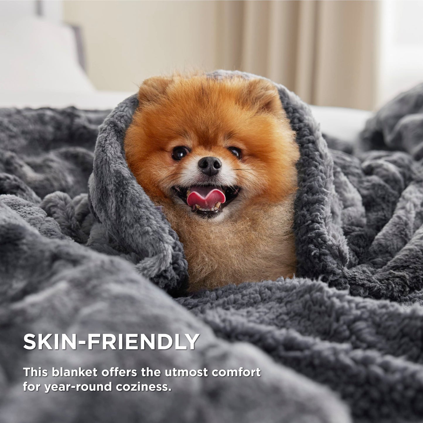 Bedsure Sherpa Fluffy Blanket King Size for Bed - Fleece Soft and Cozy Throw for Women, Plush & Fuzzy Faux Fur Blanket for Couch, Sofa and Decor, Tie Dye Design, Grey, 108x90 Inches
