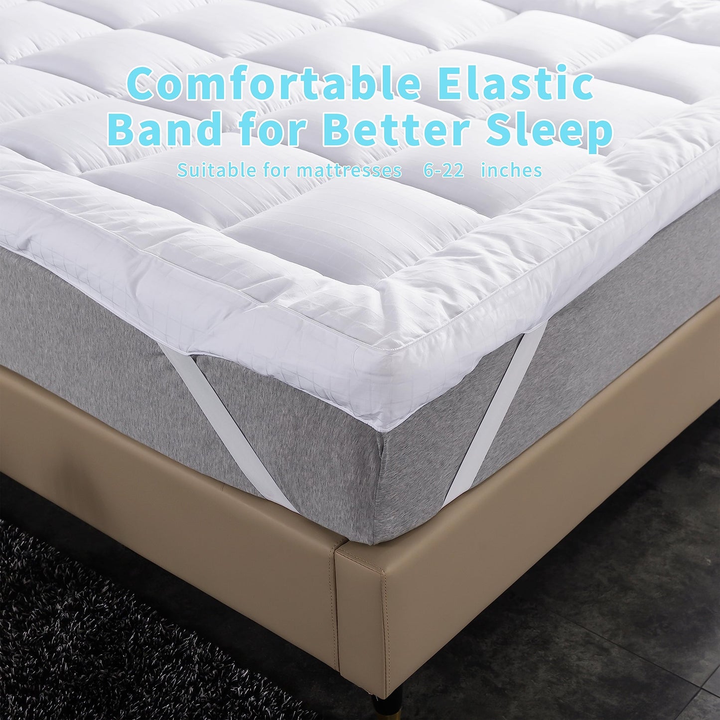 Extra Thick Twin Size Mattress Topper. Cooling Mattress Pad. 100% Cotton Pillow Top, 1400GSM Soft Down Alternative Fill (39x75'')