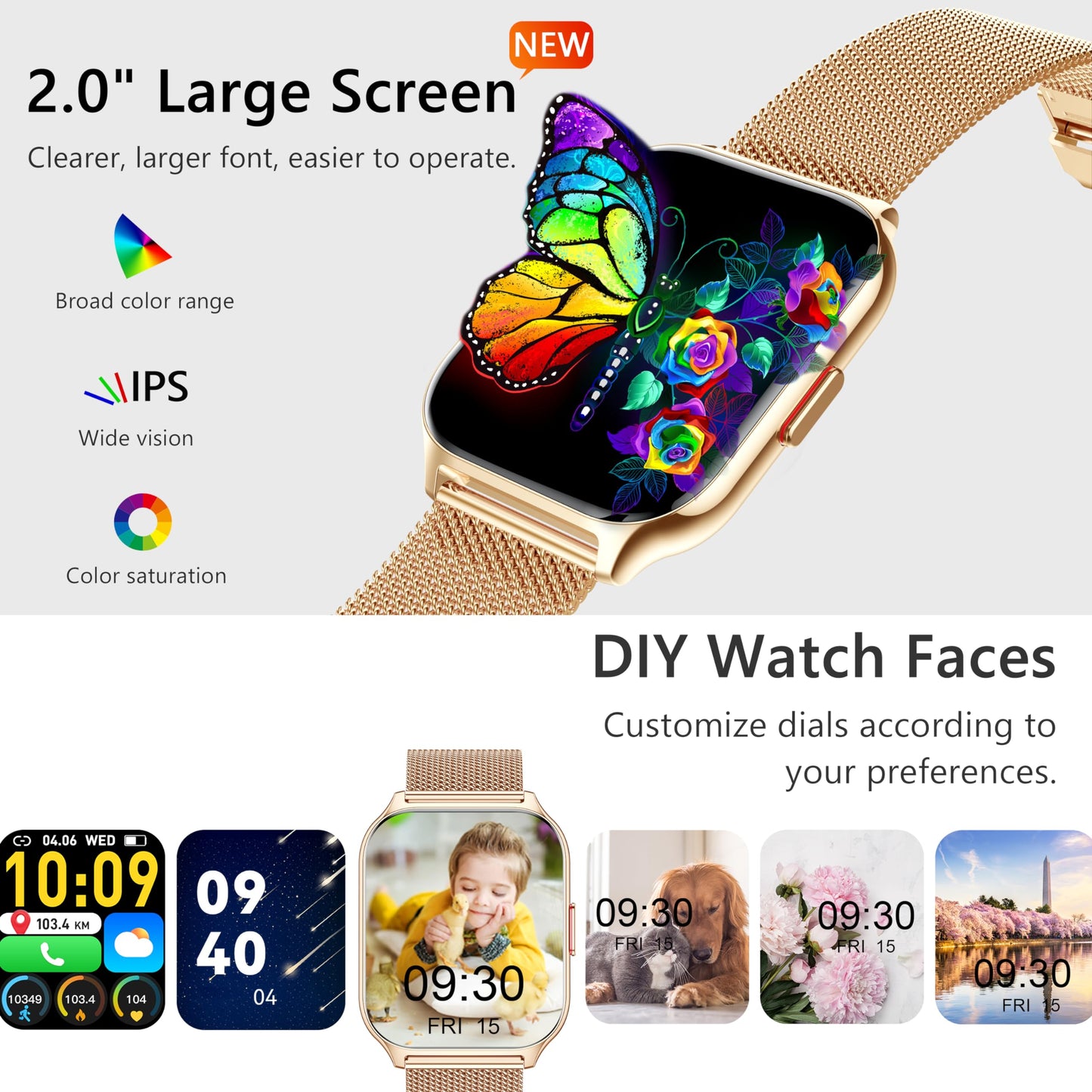 ZOSKVEE Smart Watch 45mm for Women Men(Dial/Answer Calls), 2.0" Fitness Tracker Watch with Heart Rate/Blood Pressure/Blood Oxygen Monitor for Android iOS