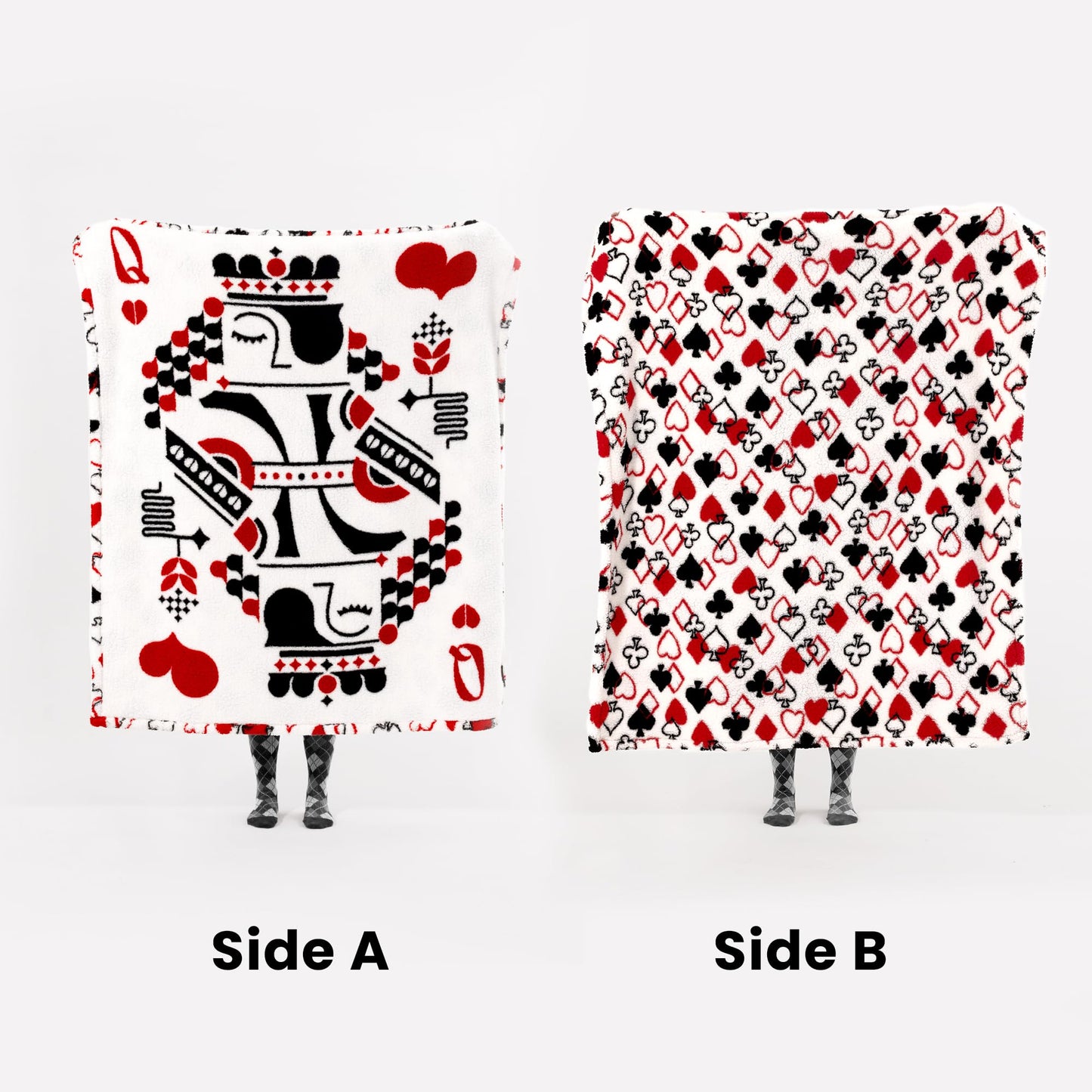 blunique Throw Blanket, Soft Double Sided Cozy Sherpa, Comfort and Warm Thick Fluffy Blanket Gifts for Women, Poker Print Blanket, 50x60 Inches, Red Q