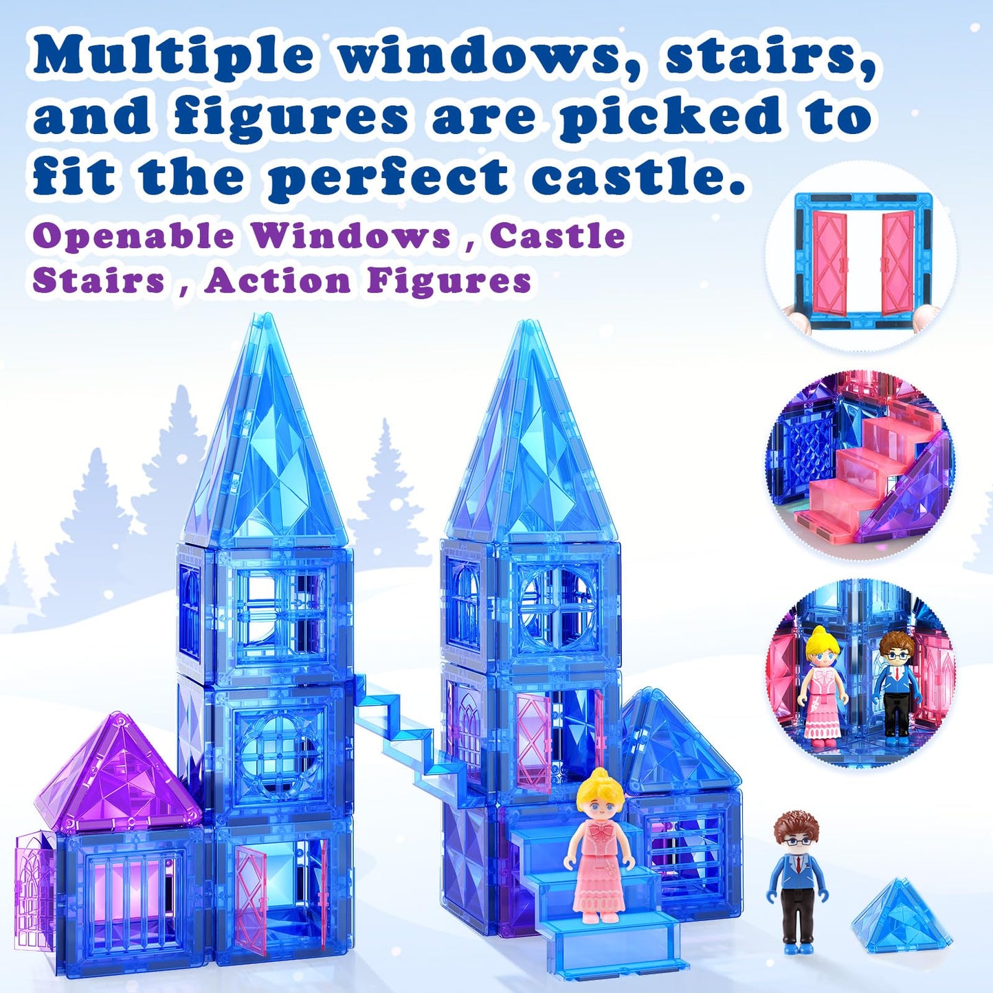 Diamond Magnetic Building Blocks - Princess Toys for 3-8 Year Old Girls & Boys - 3 4 5 6 Year Old Girl Birthday Xmas Present Preschool K12 Classroom Decor Classroom Must Haves School Supplies