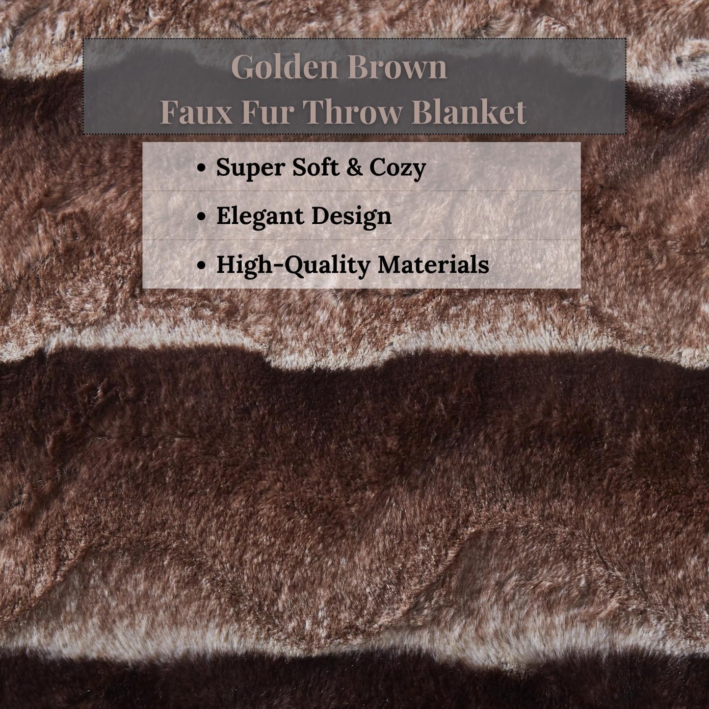 Tache 63 X 90 Inch Elegant Golden Dark Brown Faux Fur Super Soft Warm Sherpa Throw Blanket, Twin Size
