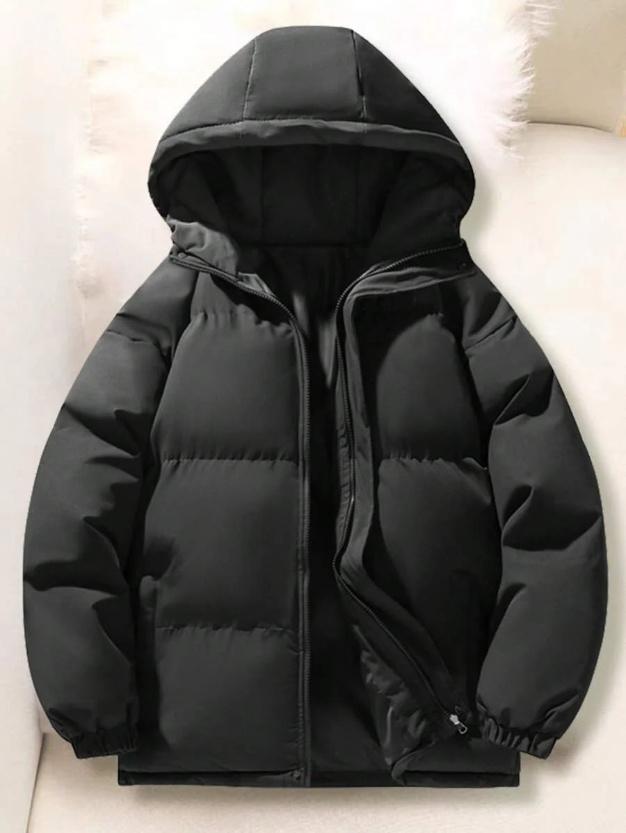 1pc Teen Boy Casual Comfortable Outdoor Windproof Warm Thickened Hooded Cardigan Coat For Spring, Autumn & Winter