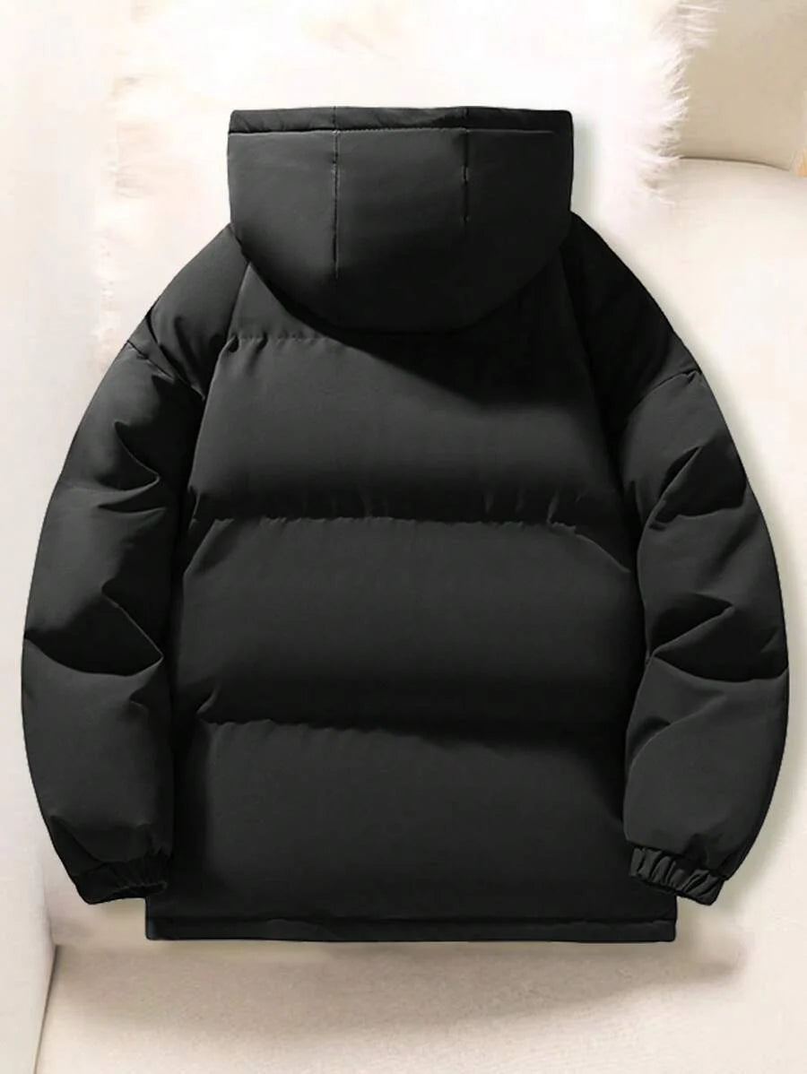 1pc Teen Boy Casual Comfortable Outdoor Windproof Warm Thickened Hooded Cardigan Coat For Spring, Autumn & Winter