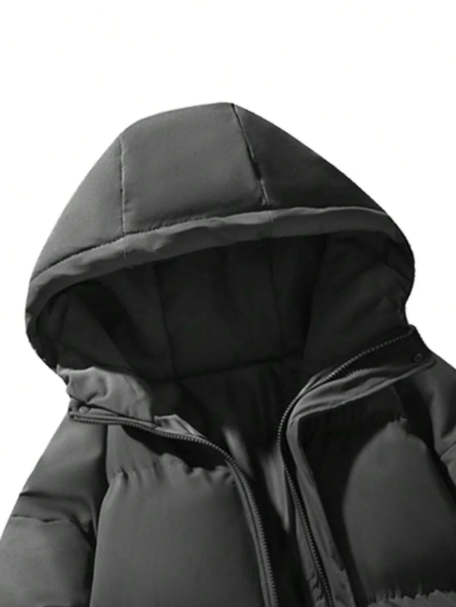 1pc Teen Boy Casual Comfortable Outdoor Windproof Warm Thickened Hooded Cardigan Coat For Spring, Autumn & Winter