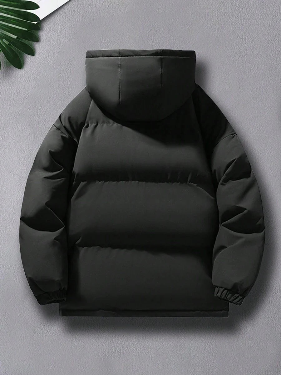 1pc Teenage Boys/Kids Fashionable Loose Casual Outdoor Letter Print Decor Halloween Party Thick Hoodie Jacket, Winter
