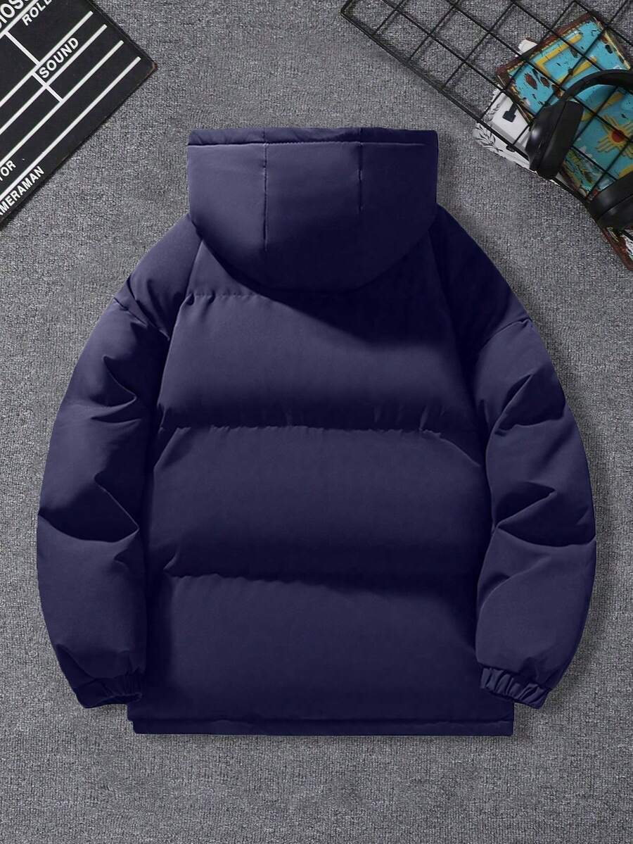 1pc Teenage Boys/Kids Fashionable Loose Casual Outdoor Letter Print Decor Halloween Party Thick Hoodie Jacket, Winter