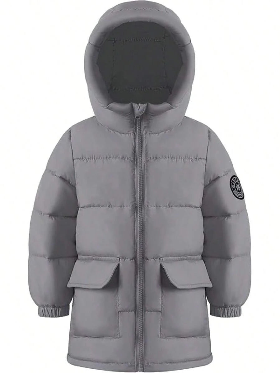 2025 New Model Kids Boy Girl Puffer Jacket Coat Hood Mid Length Light Weight Warm Insulated Padded Winter Outwear