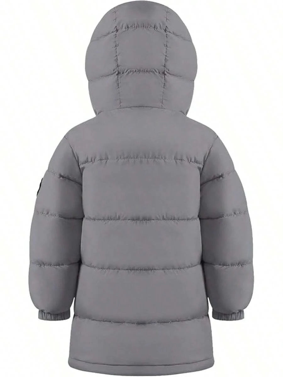 2025 New Model Kids Boy Girl Puffer Jacket Coat Hood Mid Length Light Weight Warm Insulated Padded Winter Outwear