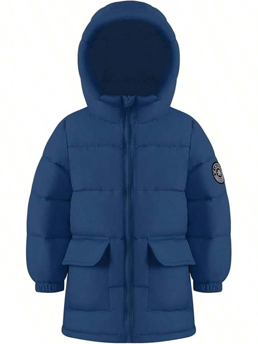 2025 New Model Kids Boy Girl Puffer Jacket Coat Hood Mid Length Light Weight Warm Insulated Padded Winter Outwear