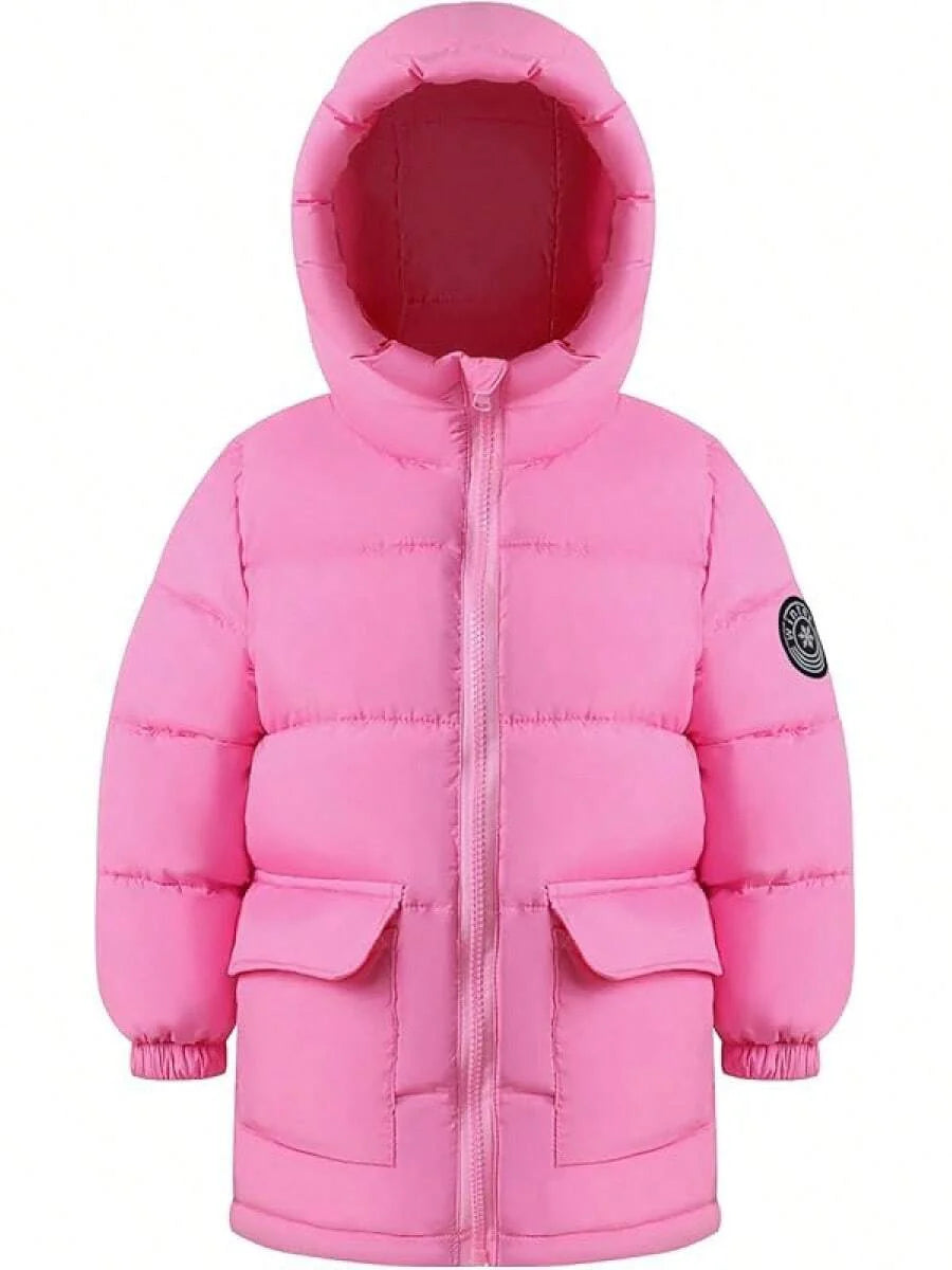 2025 New Model Kids Boy Girl Puffer Jacket Coat Hood Mid Length Light Weight Warm Insulated Padded Winter Outwear