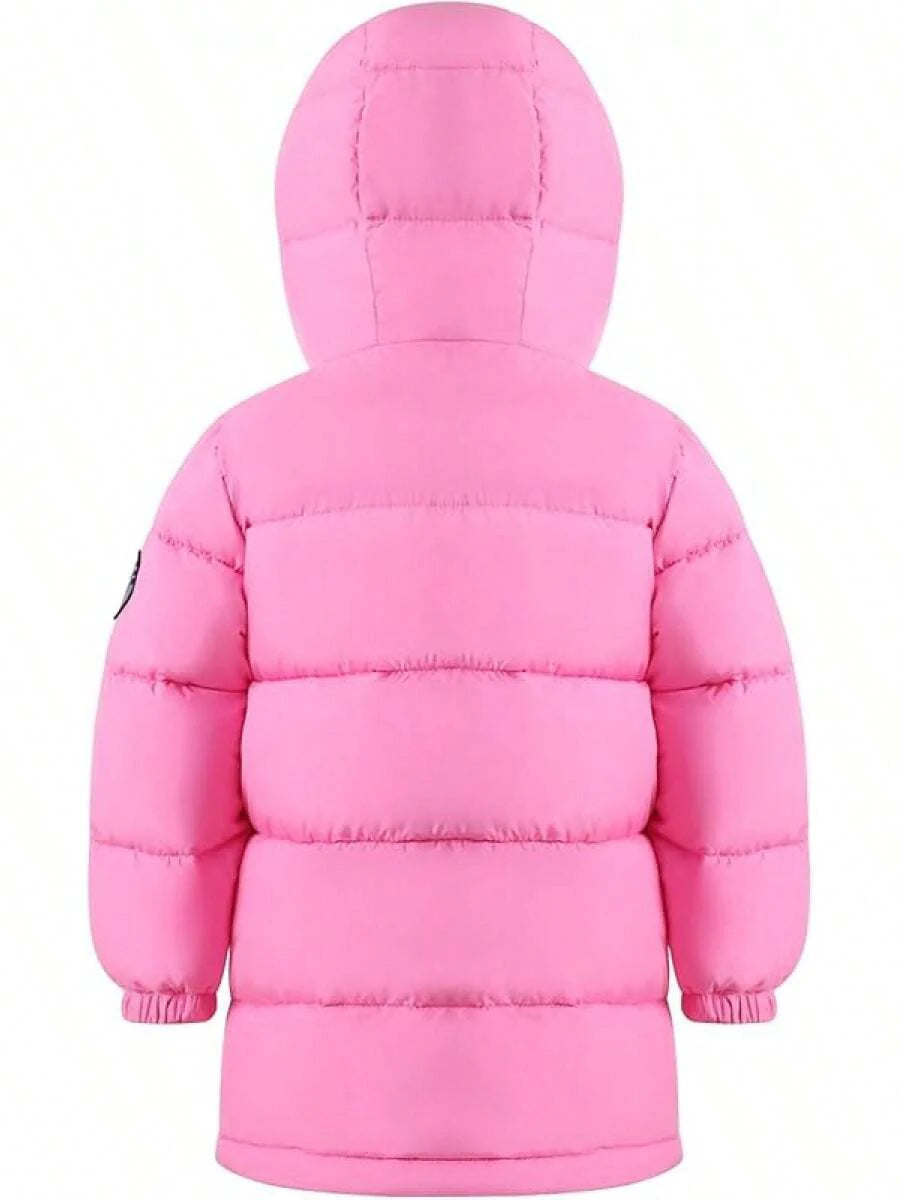 2025 New Model Kids Boy Girl Puffer Jacket Coat Hood Mid Length Light Weight Warm Insulated Padded Winter Outwear
