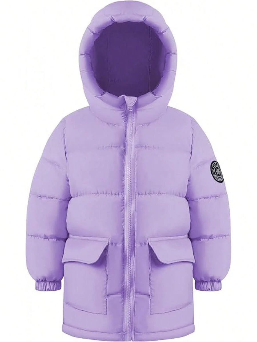 2025 New Model Kids Boy Girl Puffer Jacket Coat Hood Mid Length Light Weight Warm Insulated Padded Winter Outwear