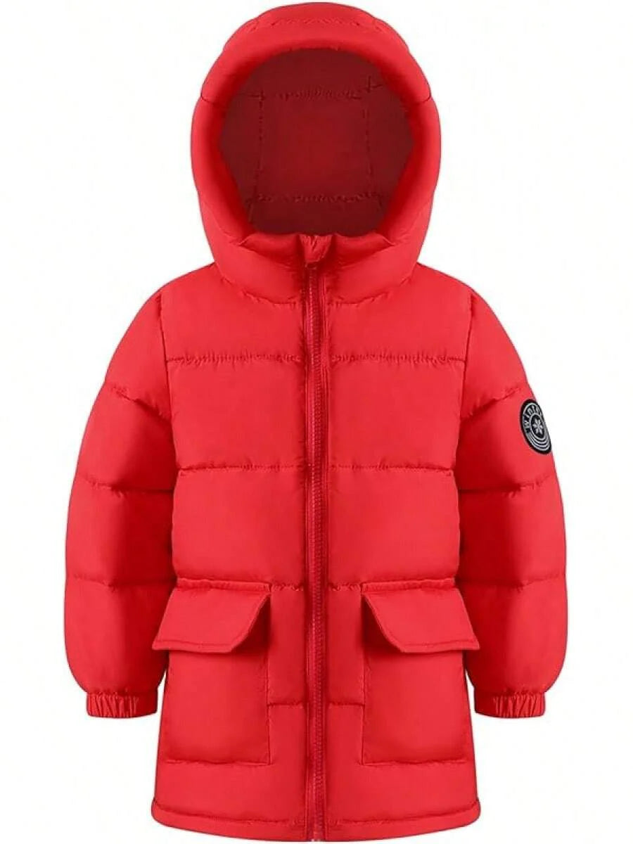 2025 New Model Kids Boy Girl Puffer Jacket Coat Hood Mid Length Light Weight Warm Insulated Padded Winter Outwear