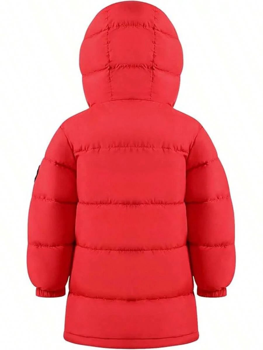 2025 New Model Kids Boy Girl Puffer Jacket Coat Hood Mid Length Light Weight Warm Insulated Padded Winter Outwear