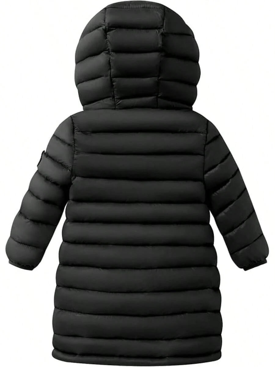 2025 New Model Kids Boy Girl Puffer Jacket Coat Hood Mid Length Light Weight Warm Insulated Padded Classic Solid Winter Outwear