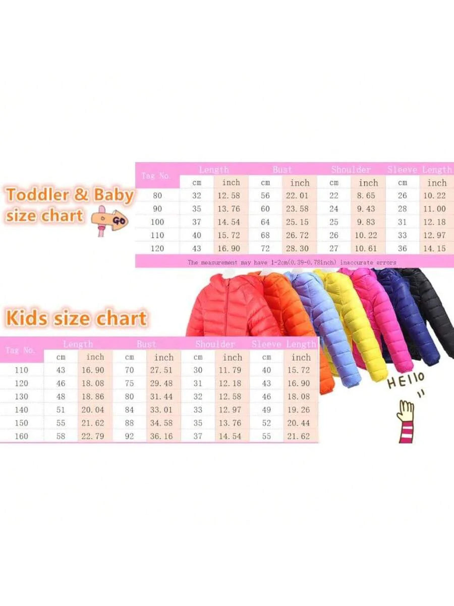 2025 New Model Kids Boy Girl Winter Hooded Puffer Jackets Coats Light Weight Padded Outerwear