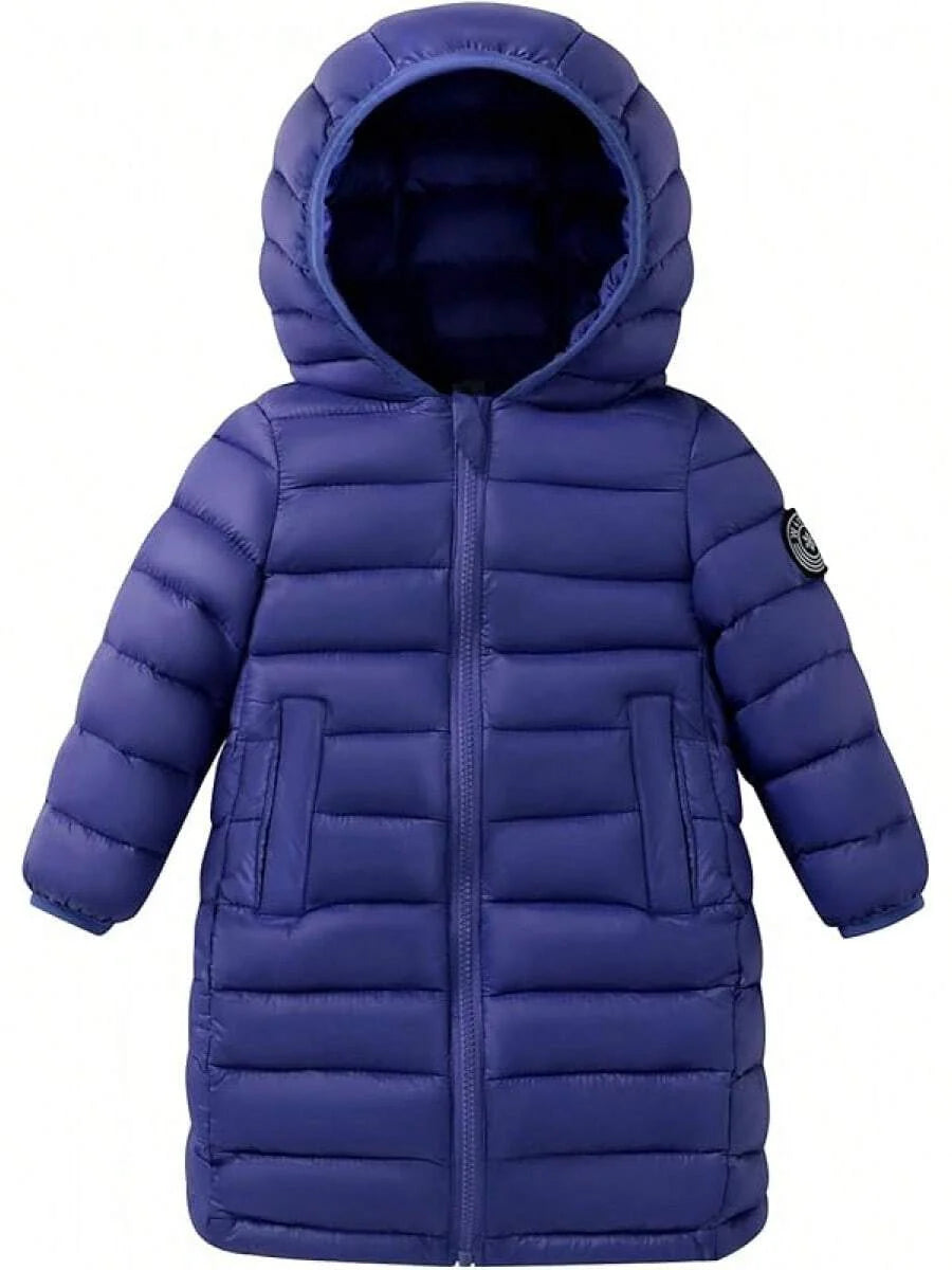 2025 New Model Kids Boy Girl Puffer Jacket Coat Hood Mid Length Light Weight Warm Insulated Padded Classic Solid Winter Outwear