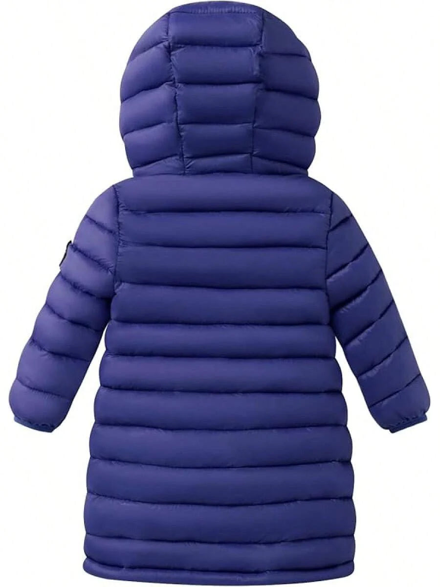 2025 New Model Kids Boy Girl Puffer Jacket Coat Hood Mid Length Light Weight Warm Insulated Padded Classic Solid Winter Outwear