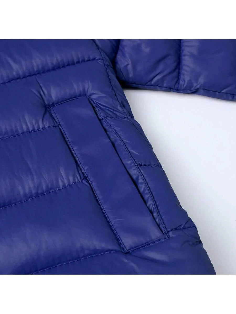 2025 New Model Kids Boy Girl Puffer Jacket Coat Hood Mid Length Light Weight Warm Insulated Padded Classic Solid Winter Outwear