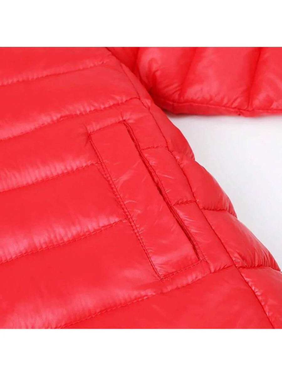 2025 New Model Kids Boy Girl Puffer Jacket Coat Hood Mid Length Light Weight Warm Insulated Padded Classic Solid Winter Outwear