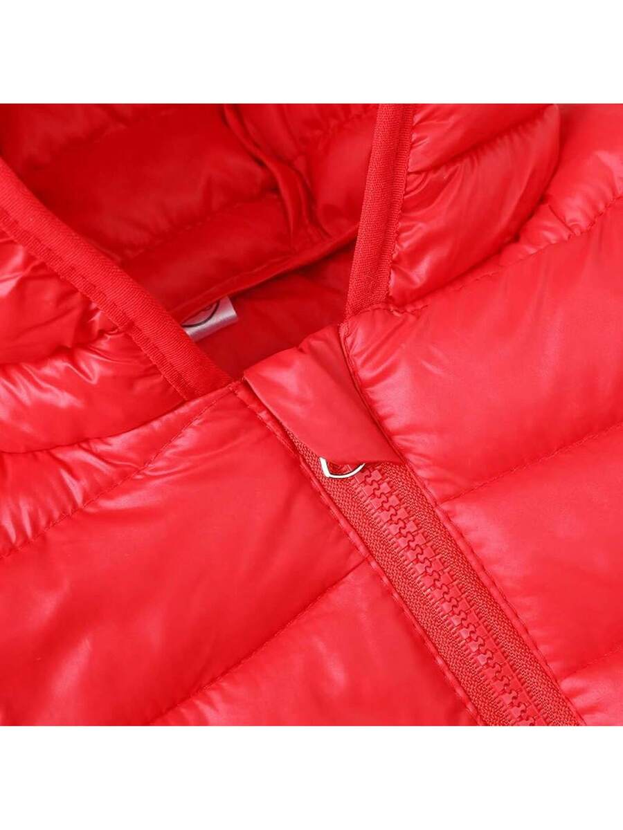 2025 New Model Kids Boy Girl Puffer Jacket Coat Hood Mid Length Light Weight Warm Insulated Padded Classic Solid Winter Outwear