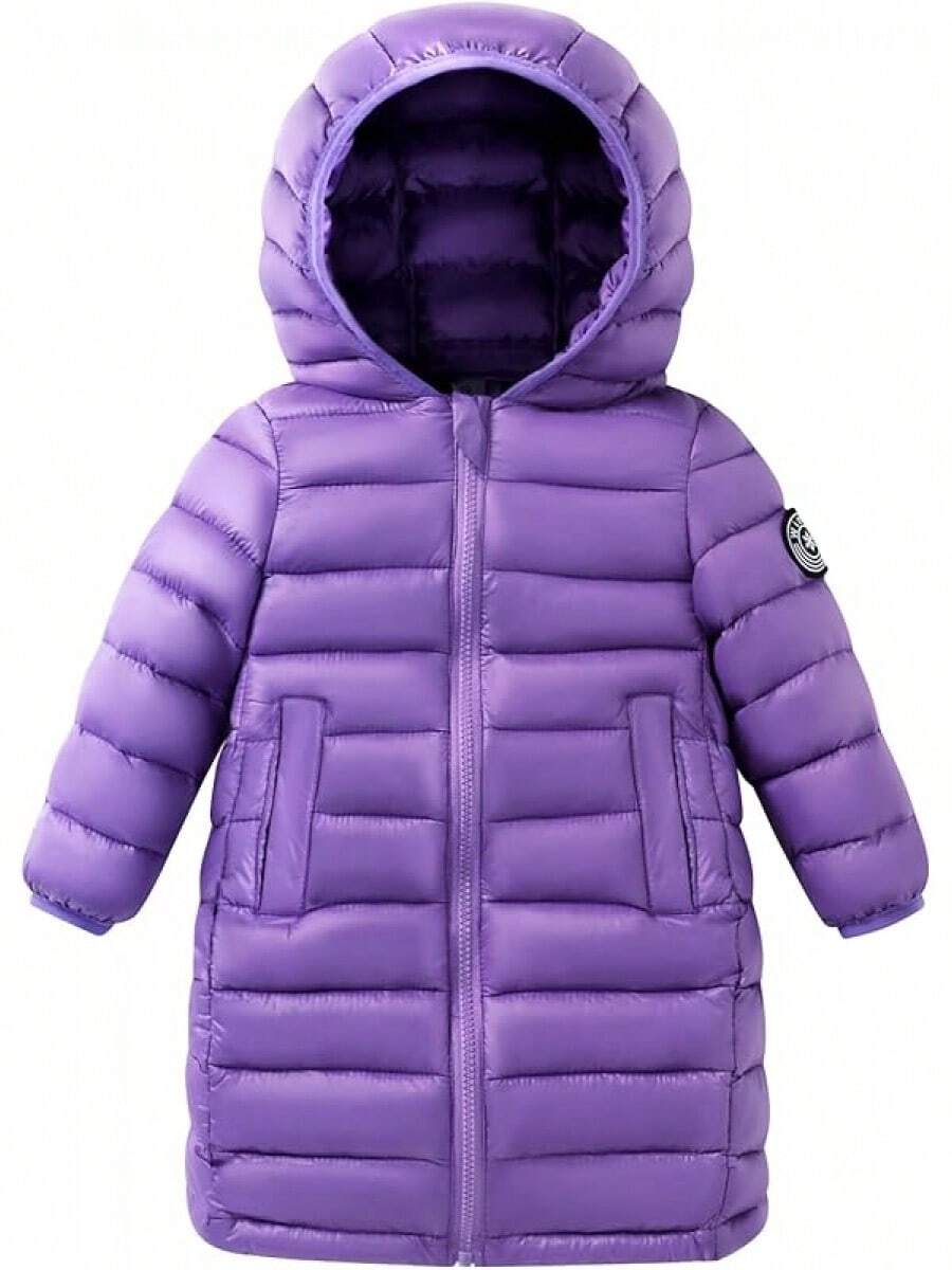 2025 New Model Kids Boy Girl Puffer Jacket Coat Hood Mid Length Light Weight Warm Insulated Padded Classic Solid Winter Outwear