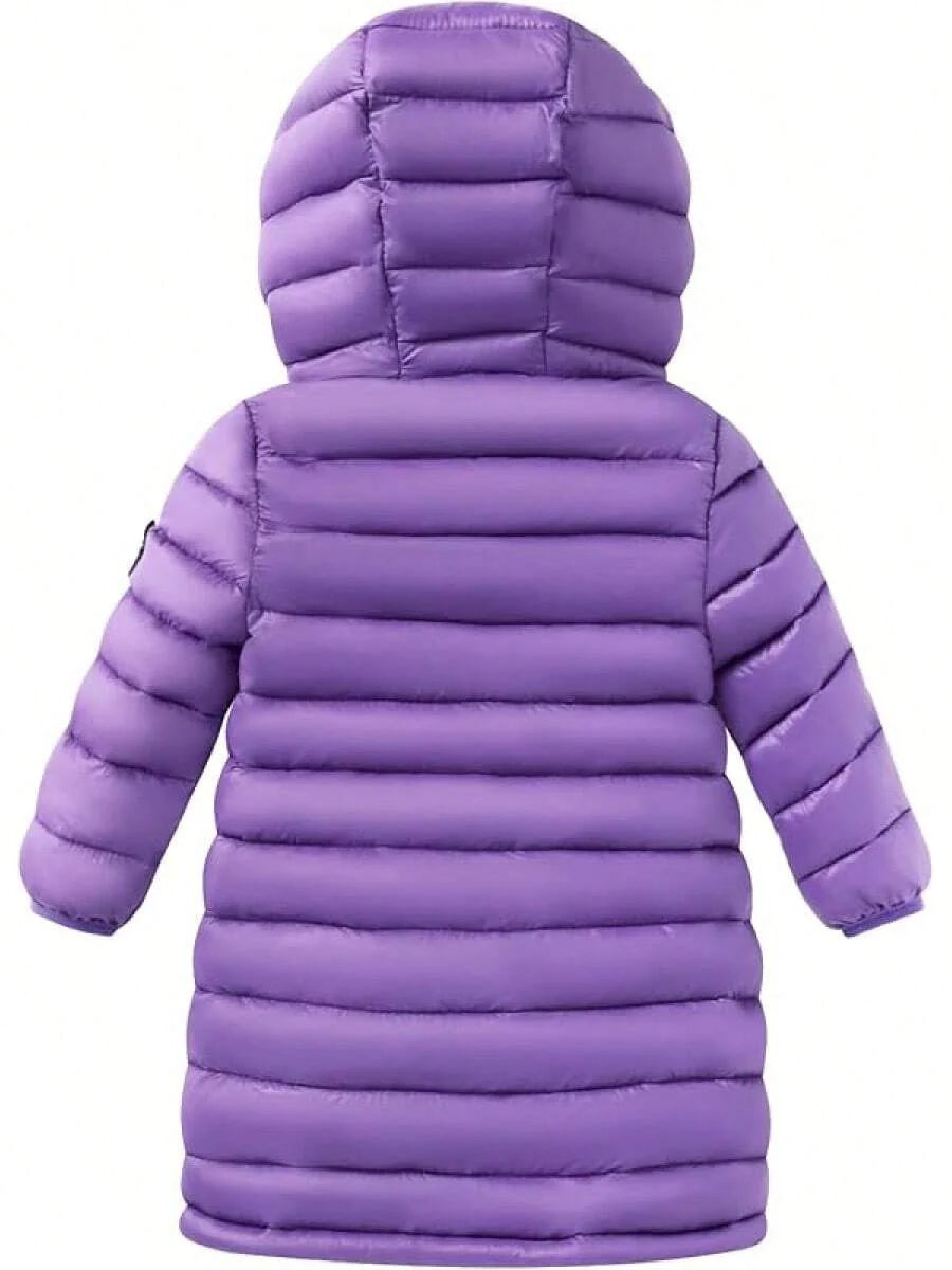 2025 New Model Kids Boy Girl Puffer Jacket Coat Hood Mid Length Light Weight Warm Insulated Padded Classic Solid Winter Outwear
