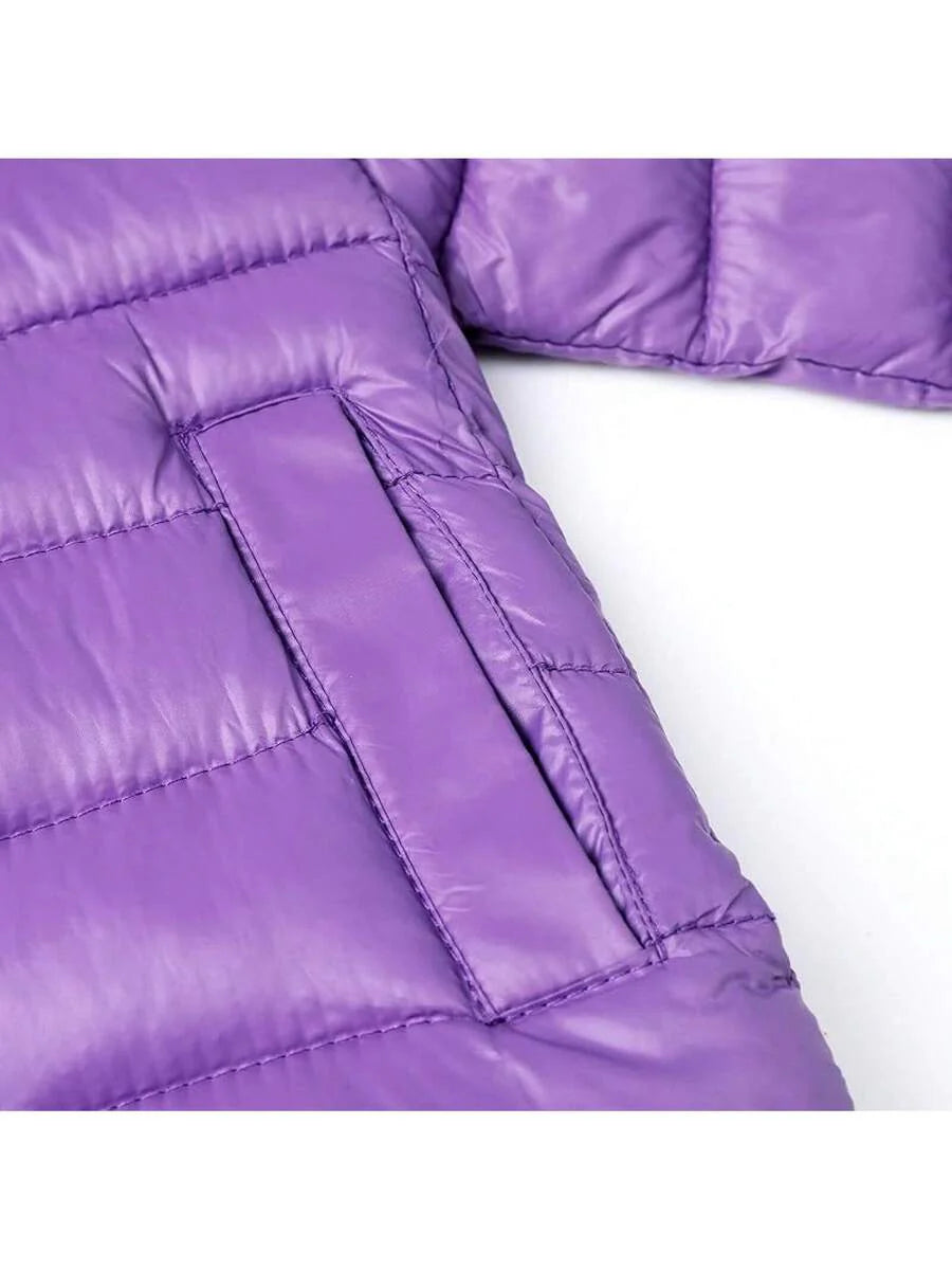 2025 New Model Kids Boy Girl Puffer Jacket Coat Hood Mid Length Light Weight Warm Insulated Padded Classic Solid Winter Outwear