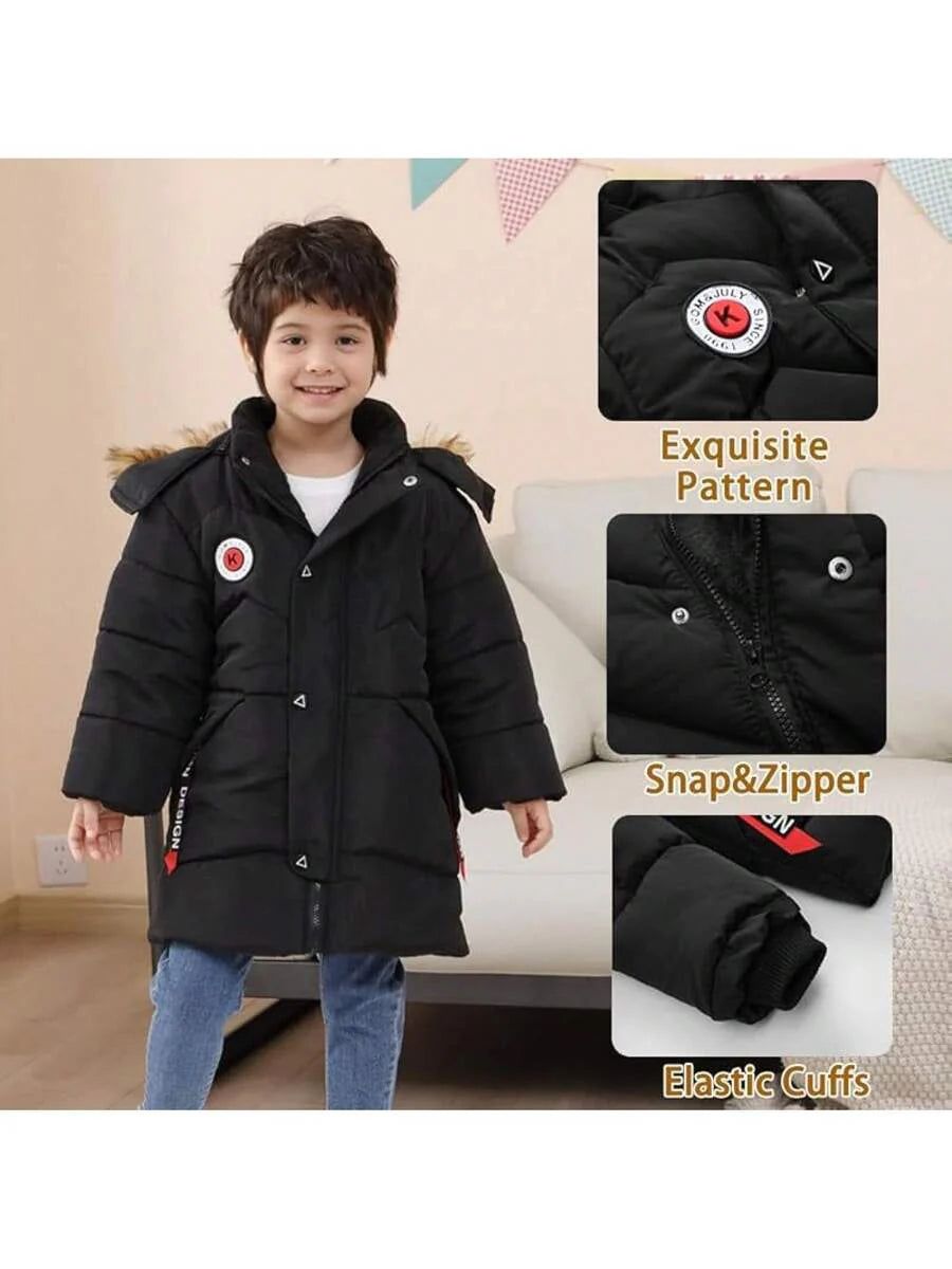 2025 New Model Boys Down Jacket Fur Collar Hood Thick Warm Winter Coat Parka Padded Outerwear 3-6T…