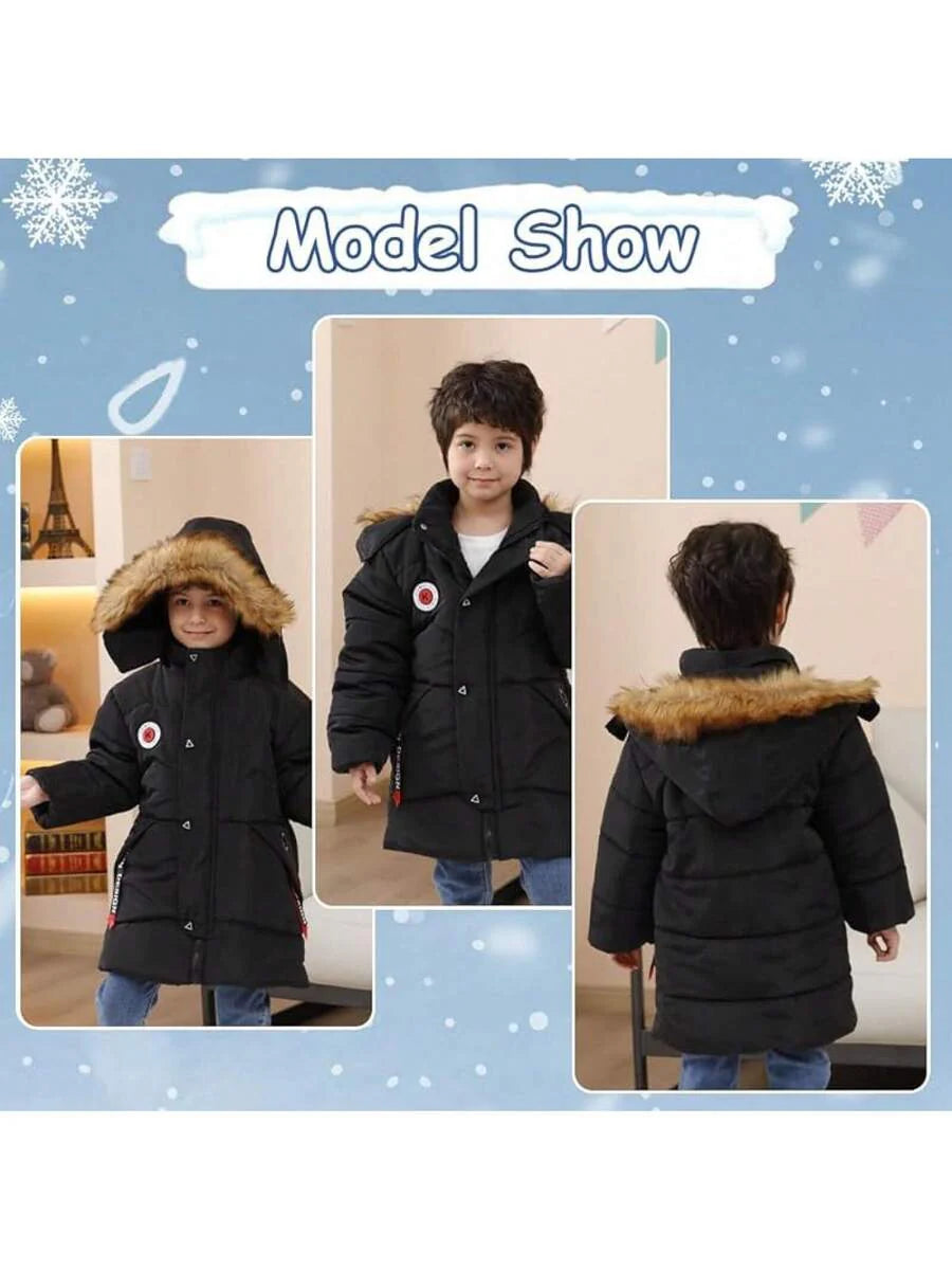 2025 New Model Boys Down Jacket Fur Collar Hood Thick Warm Winter Coat Parka Padded Outerwear 3-6T…